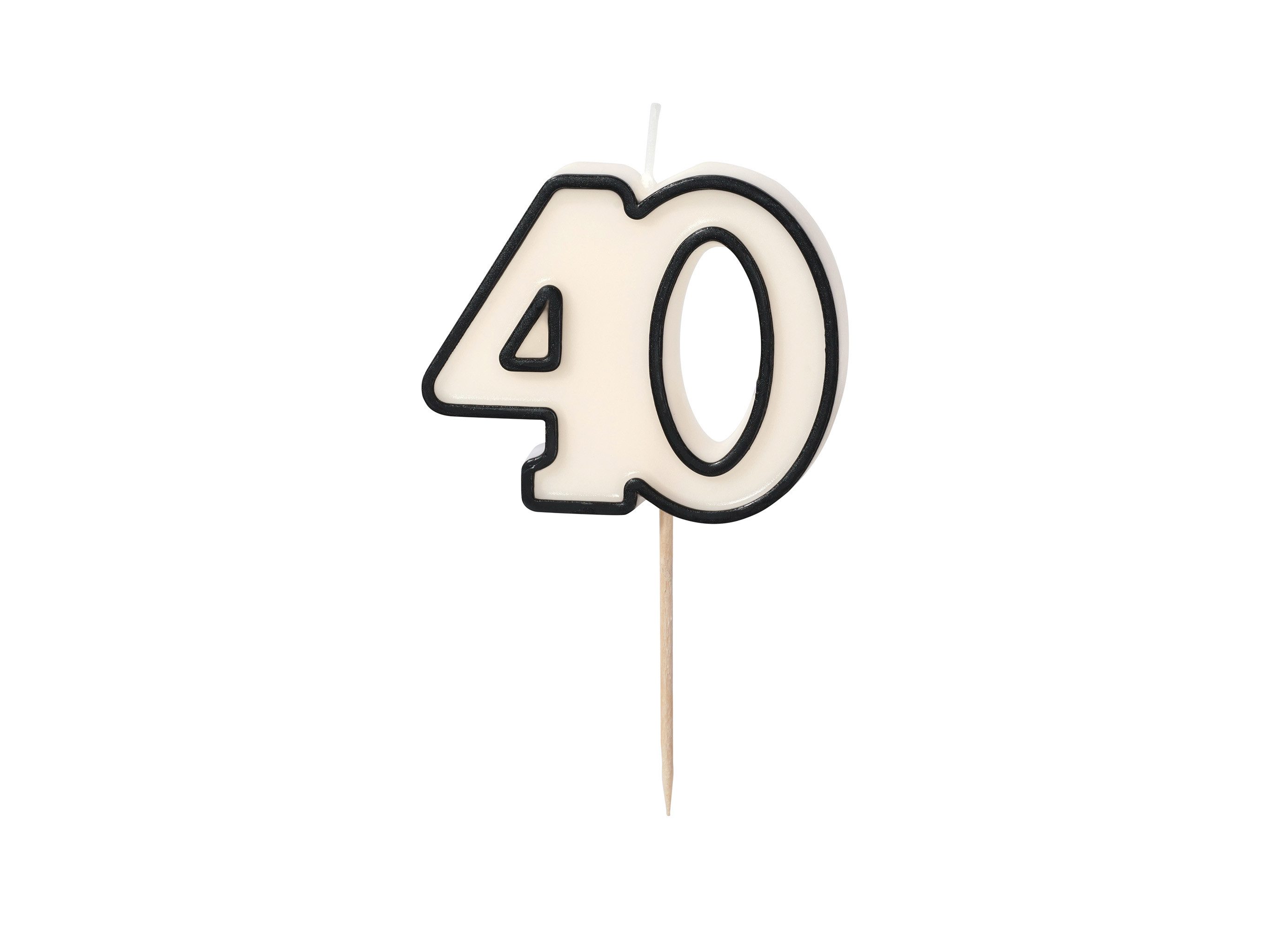 partydeco Geburtstagskerze, Geburtstagskerze Zahl 40 Zahlenkerze 5,5cm Weiß / Schwarz