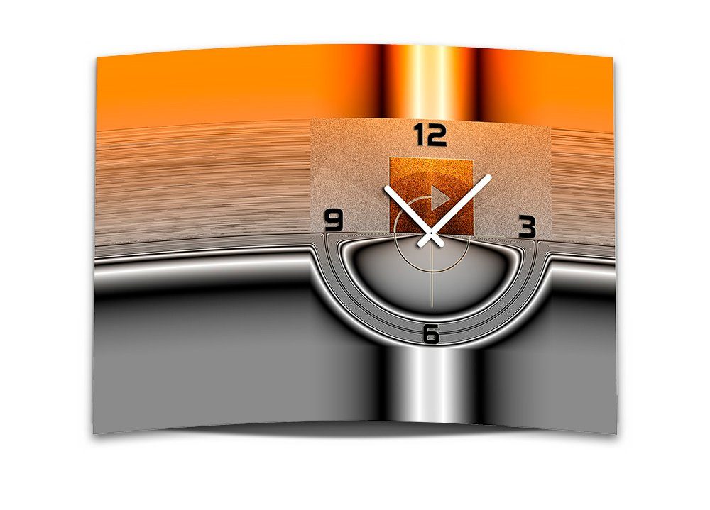 orange Alu-Dibond) aus Dixtime dixtime 50x70 leises Wanduhr 3D cm grau Optik XXL 3D-Optik abstrakt (Einzigartige 4mm Wanduhr
