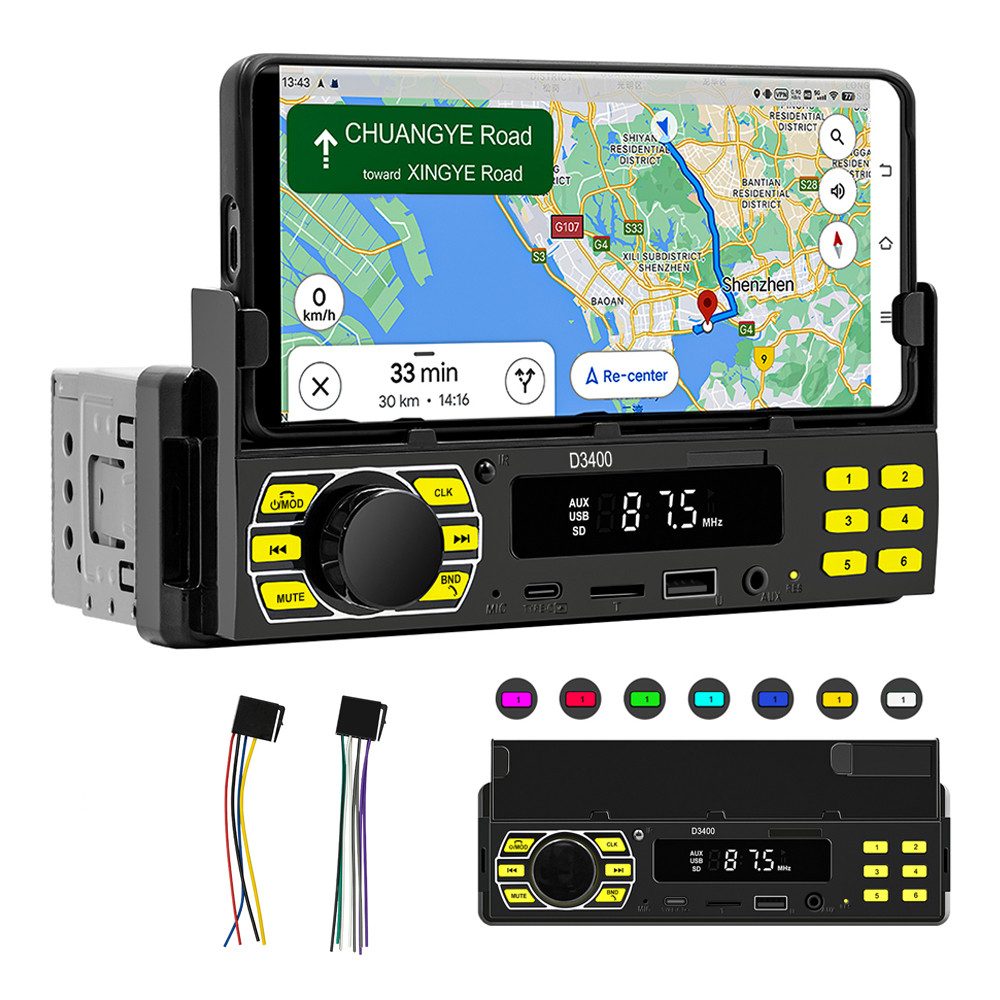 Hikity Autoradio 1 DIN MP3 Player USB/TF/AUX-IN Autoradio Autoradio (FM, Bluetooth FM)