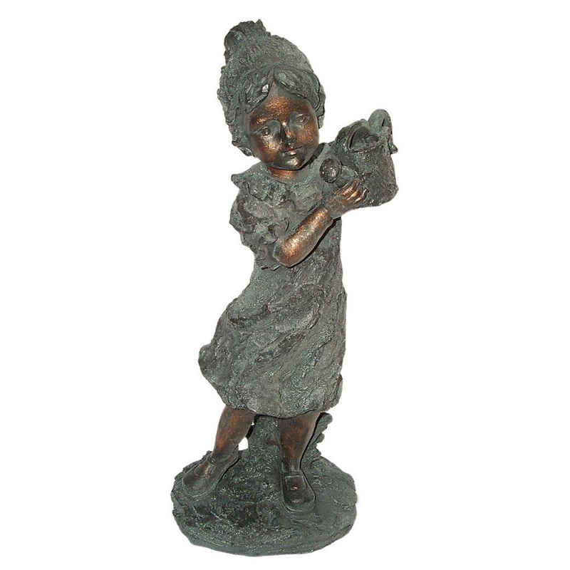 Linoows Dekoobjekt Gartenfigur, Brunnenfigur, Antike Garten Skulptur, Gartenfigur Mädchen mit Gießkanne in Bronzeoptik