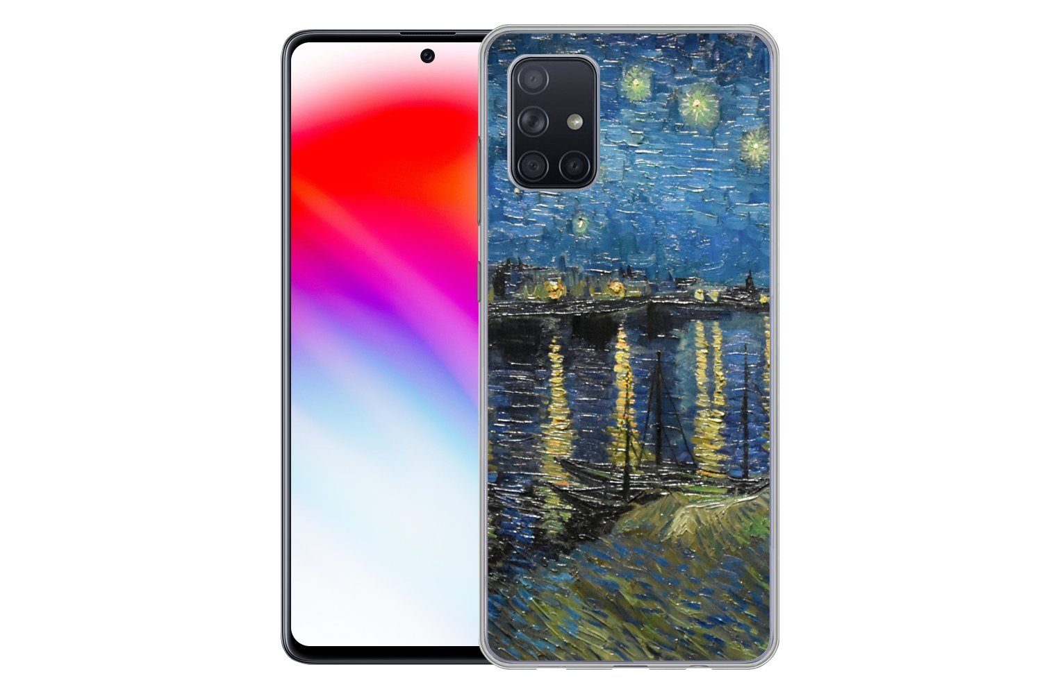 MuchoWow Handyhülle für Samsung Galaxy A51 Sternennacht über der Rhone - Van Gogh - Kunst, Smartphone-Bumper, Print, Handy Schutzhülle Dünn