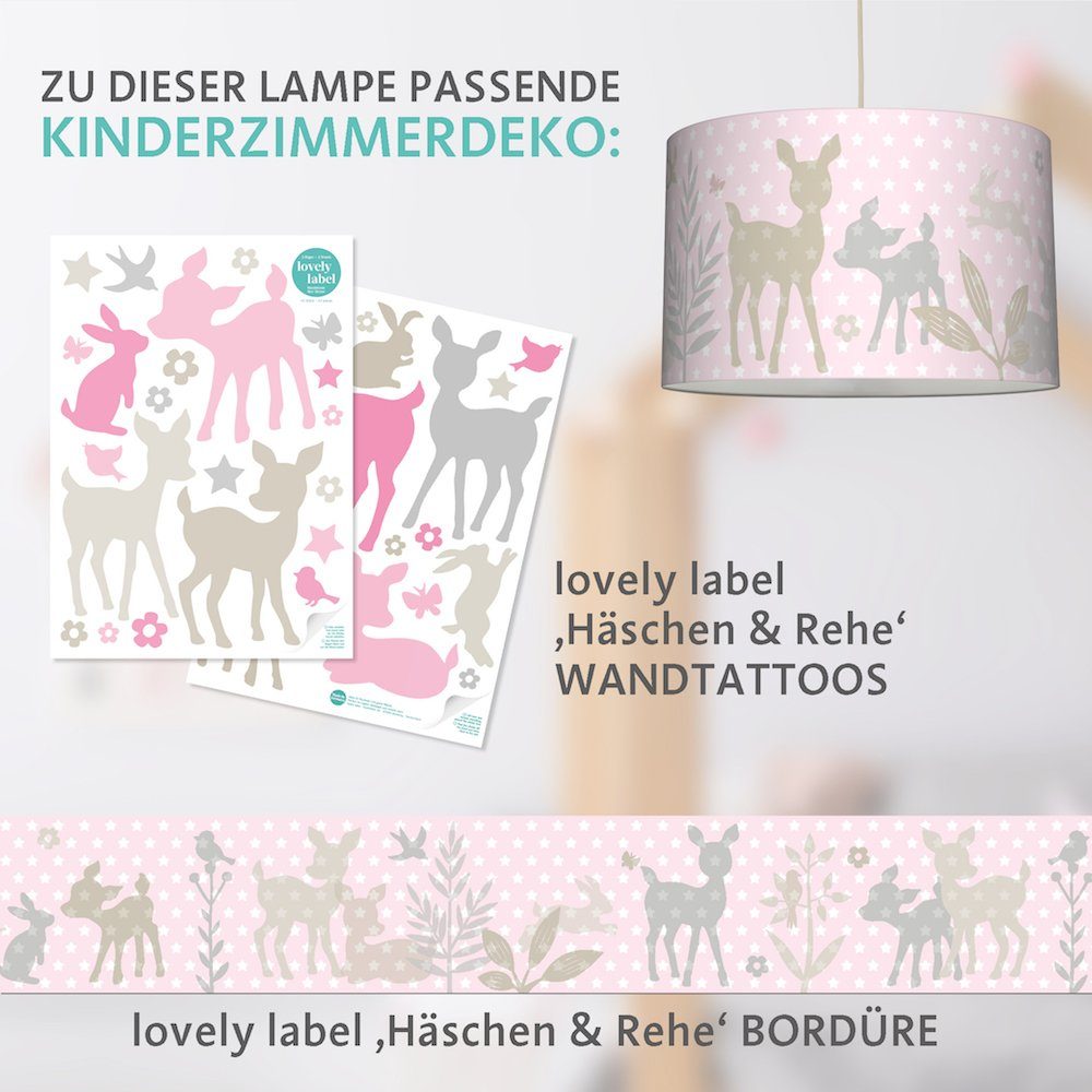 lovely label LED & Warmweiß wechselbar, Häschen Rehe - Hängelampe, Pendelleuchte Lampe rosa Kinderzimmer