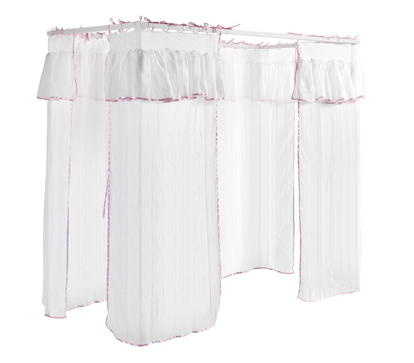 Natur24 Kinderbett Amori Set aus Himmelbett Bettschublade Textil-Vorhang MDF Kieferholz