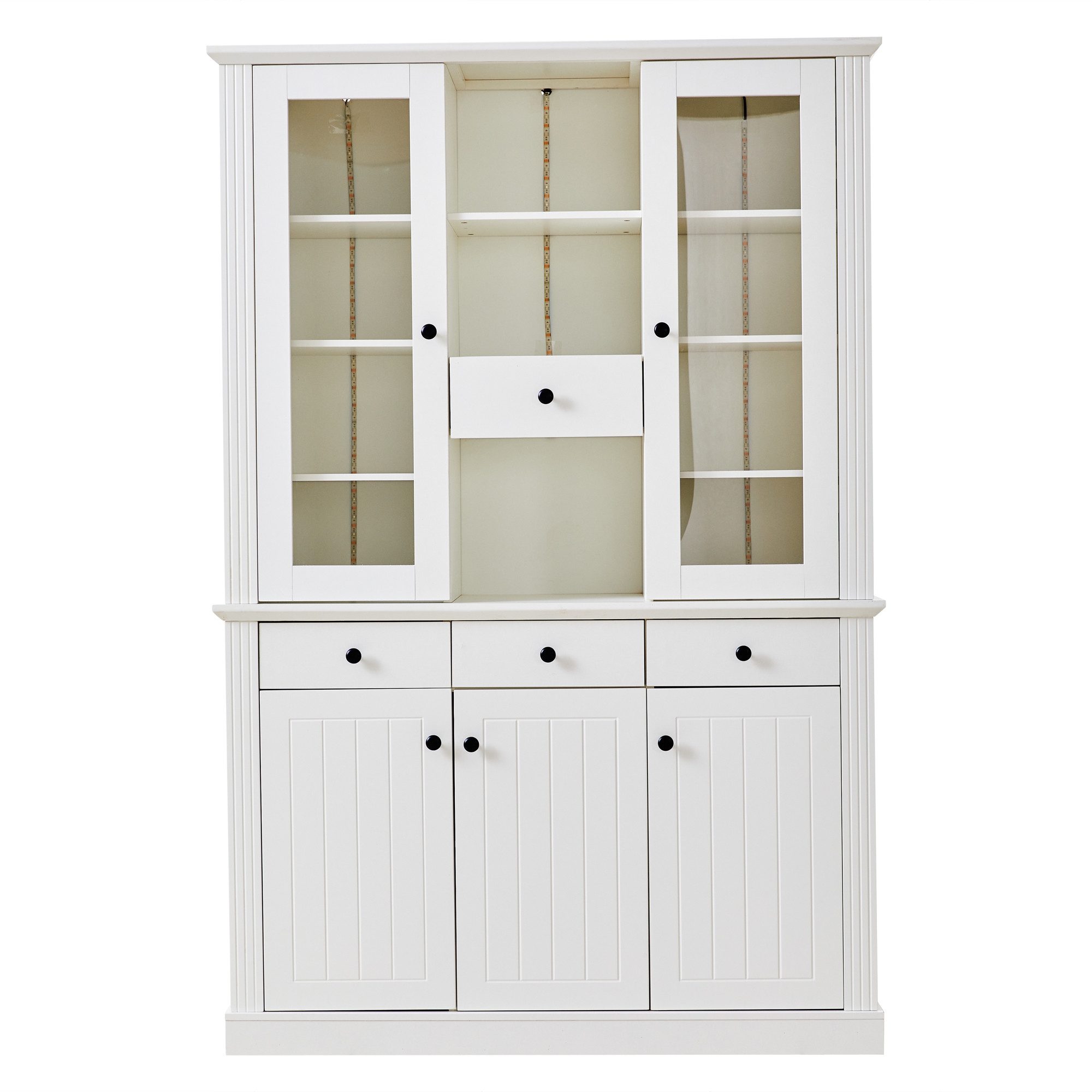 KLAM HOME Vitrine 119,5*40*180cm Vitrine, Standvitrine mit 4 Schubladen (Vi günstig online kaufen