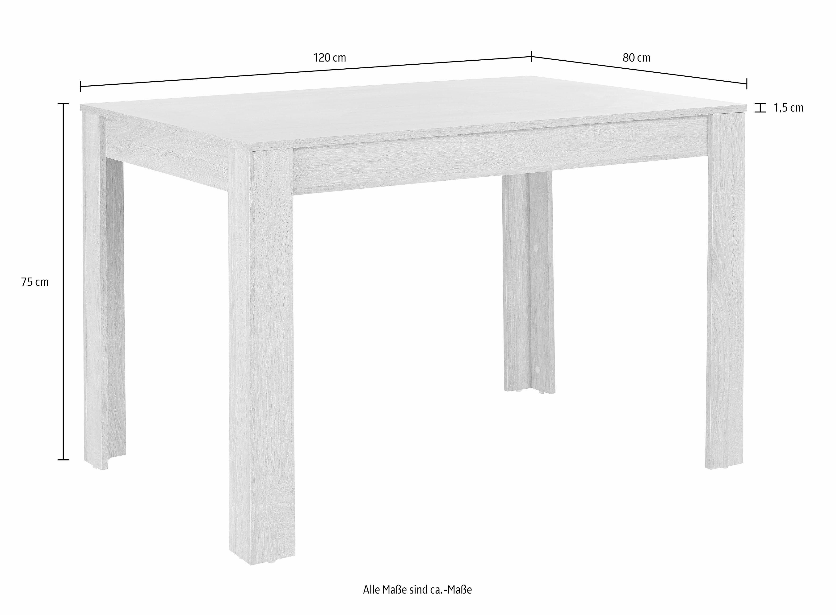 INOSIGN Essgruppe, 5-tlg), in Tisch Eichefarben Breite cm (Set, 120 mit Sägerau