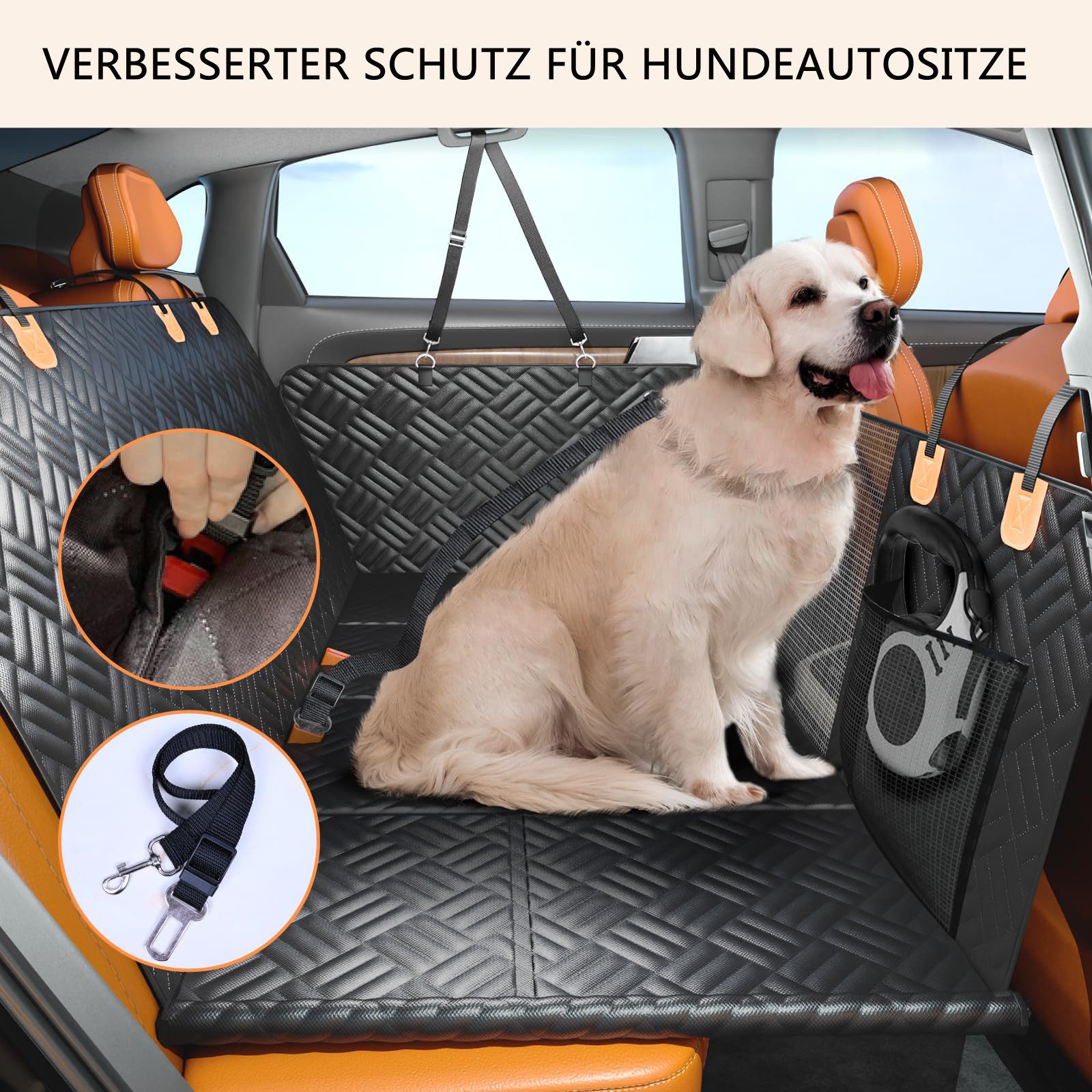 Ledander Tier-Autoschondecke Hunde-Autositzbezug für Rücksitz, Hundedecke Auto Rückbank, Wasserdicht, harte untere Rücksitzverlängerung für Hunde