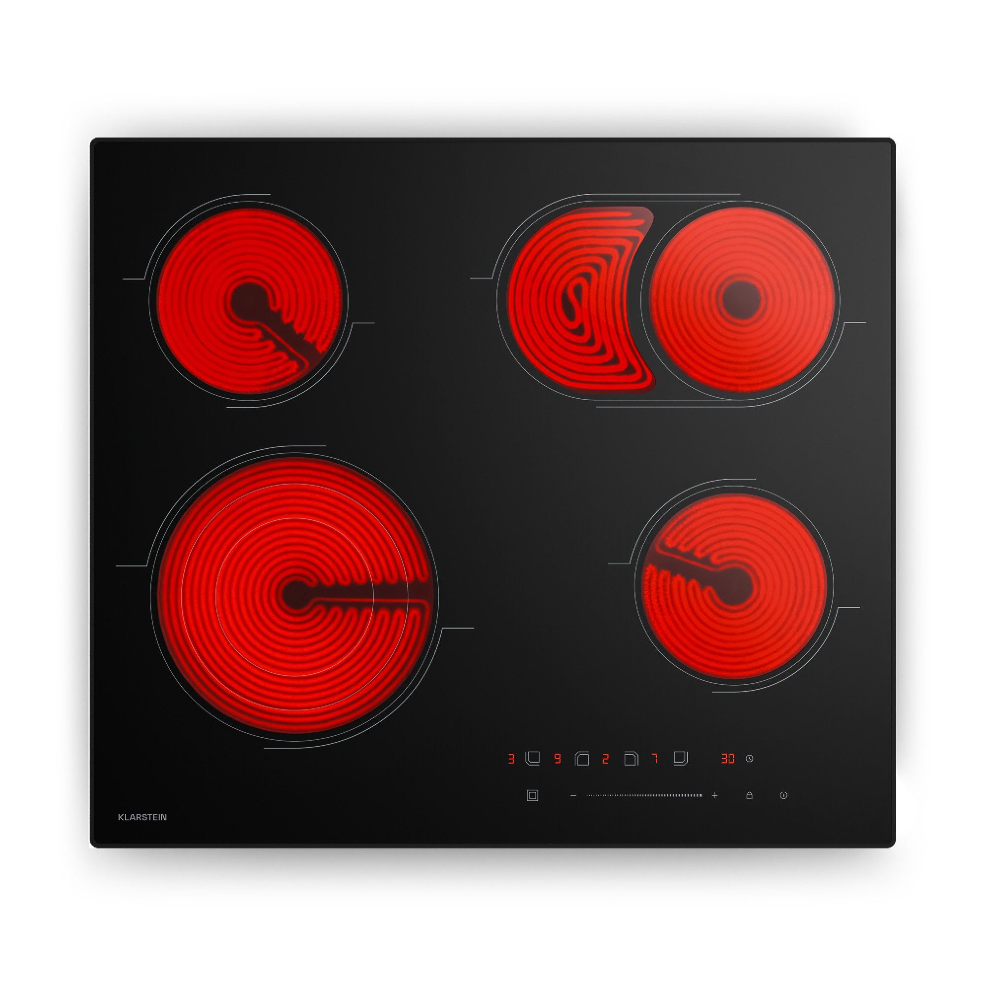Klarstein Elektro-Kochfeld Velaire, Elektrische Kochfelder 4 Zonen Aluminium 6400 W Touch