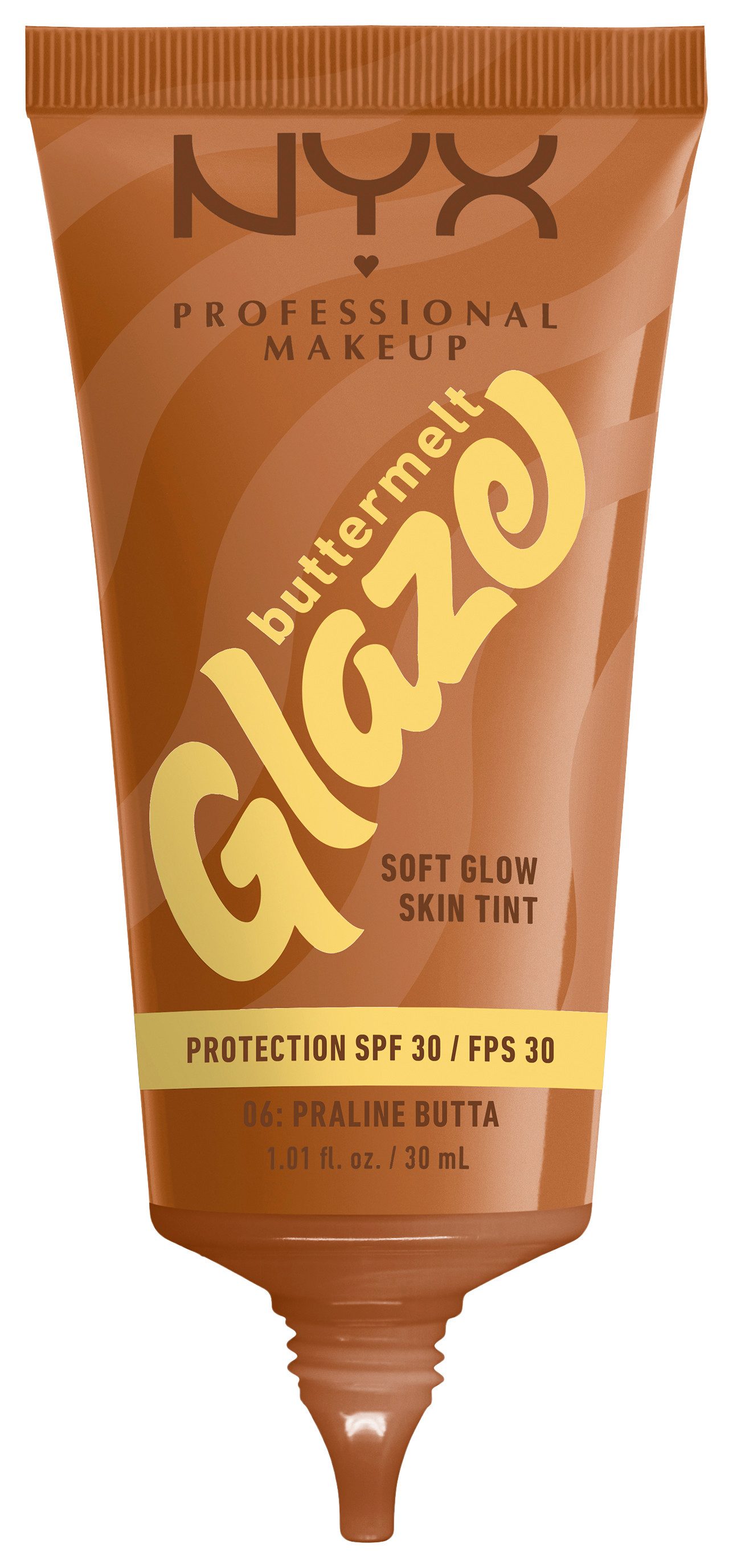 NYX PROFESSIONAL MAKEUP Foundation BUTTERMELT GLAZE SOFT GLOW SKIN TINT + LSF 30, Pflegend, spendet Feuchtigkeit, ohne Rückstände und öliges Finish.