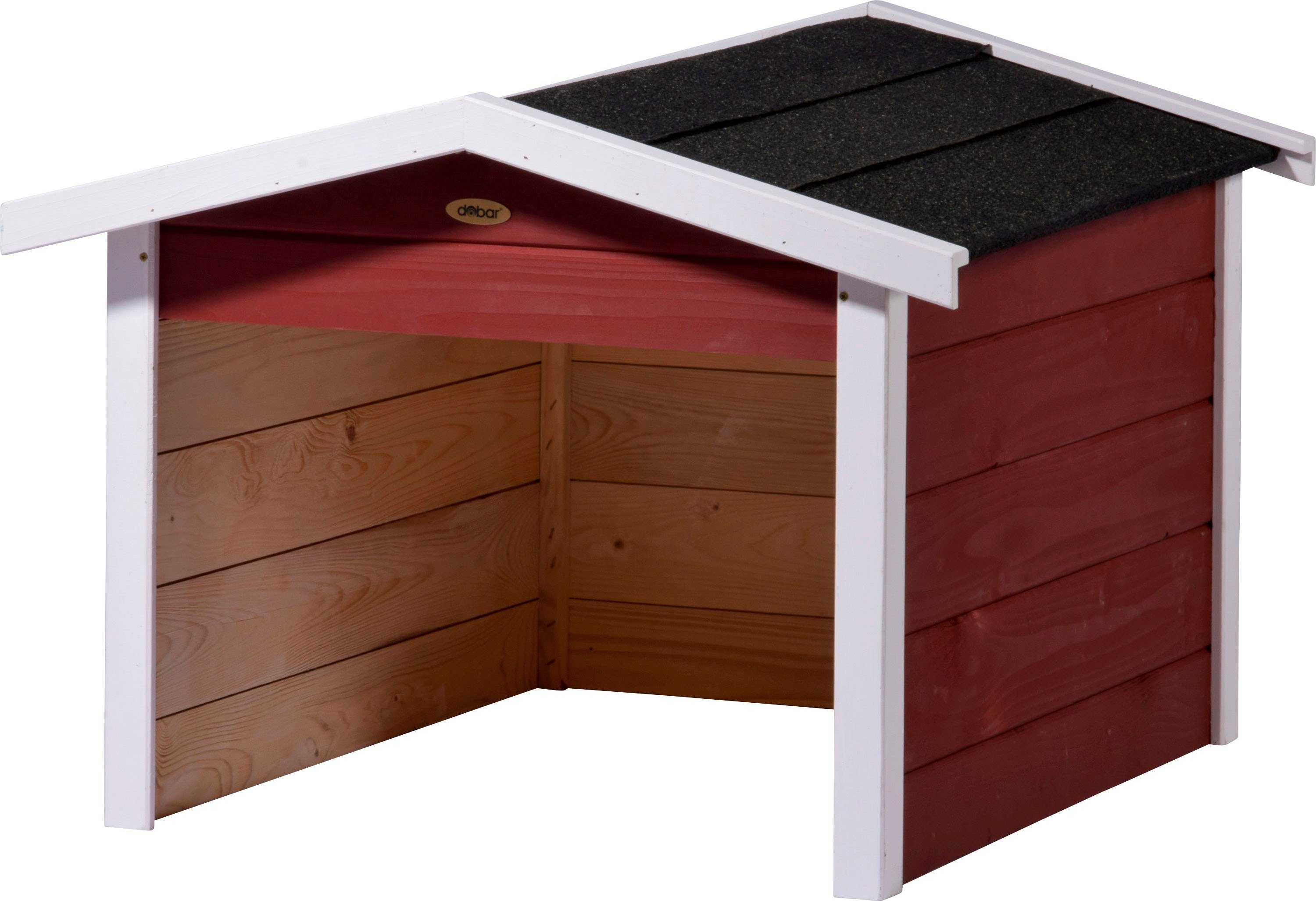 dobar Mähroboter-Garage, BxTxH: 68x76x52 cm, aus Holz in rot, mit Bitumen-Dach