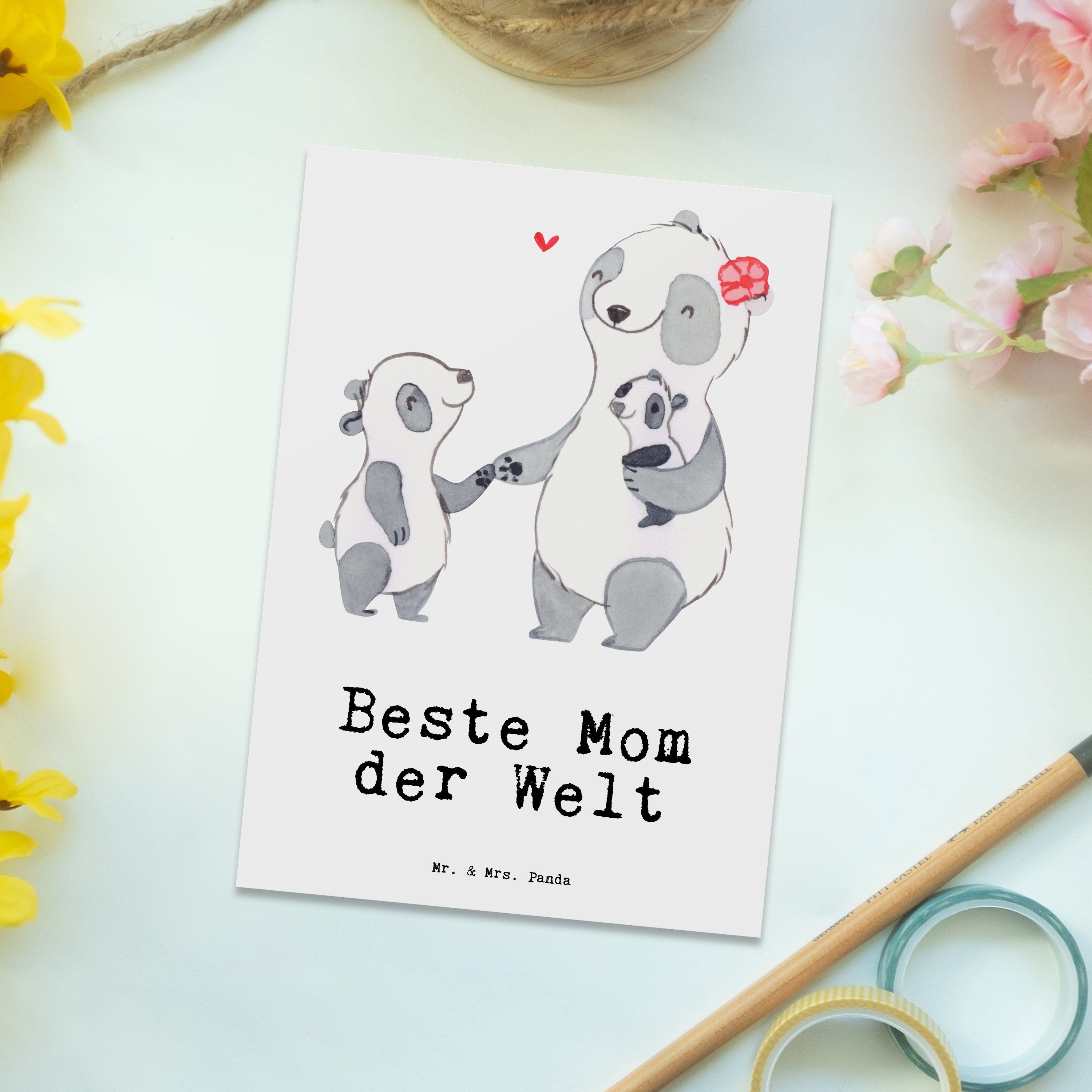 & Mr. Beste Geschenk, - Grußk Mutter, Panda Panda Weiß der - Welt Mrs. Dankeschön, Postkarte Mom