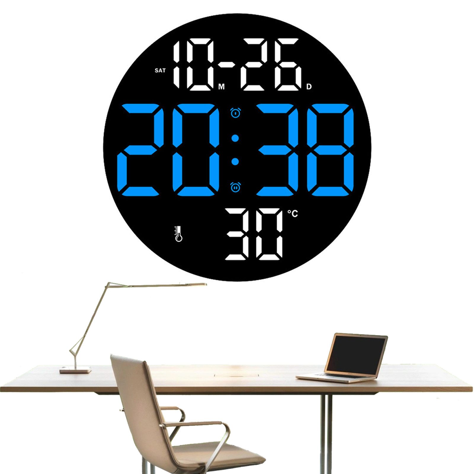 MODFU Wanduhr 23CM LED Digitale Wandwecker Digitaluhr Tischuhr (dimmbar 10 günstig online kaufen