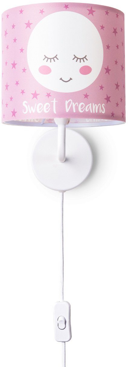 Paco Home Wandleuchte Aleyna 103, Kinderzimmer fest Kinderlampe âˆ…18cm integriert, E14 Mond Kabel LED Babyzimmer 3m