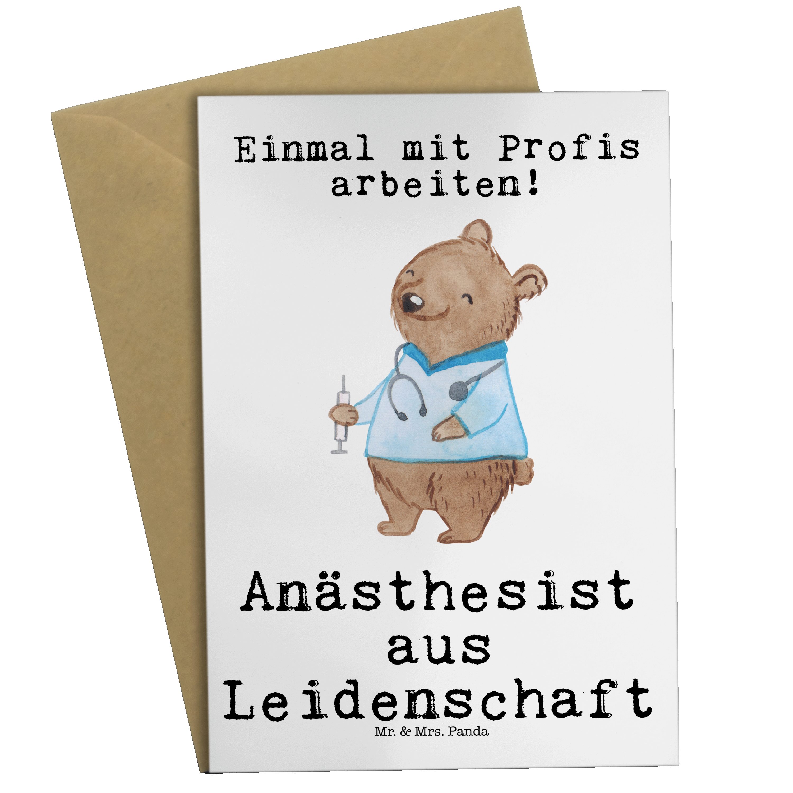 Mr. & aus Leidenschaft Grußkarte - St Anästhesie, Danke, Geschenk, Weiß - Anästhesist Mrs. Panda