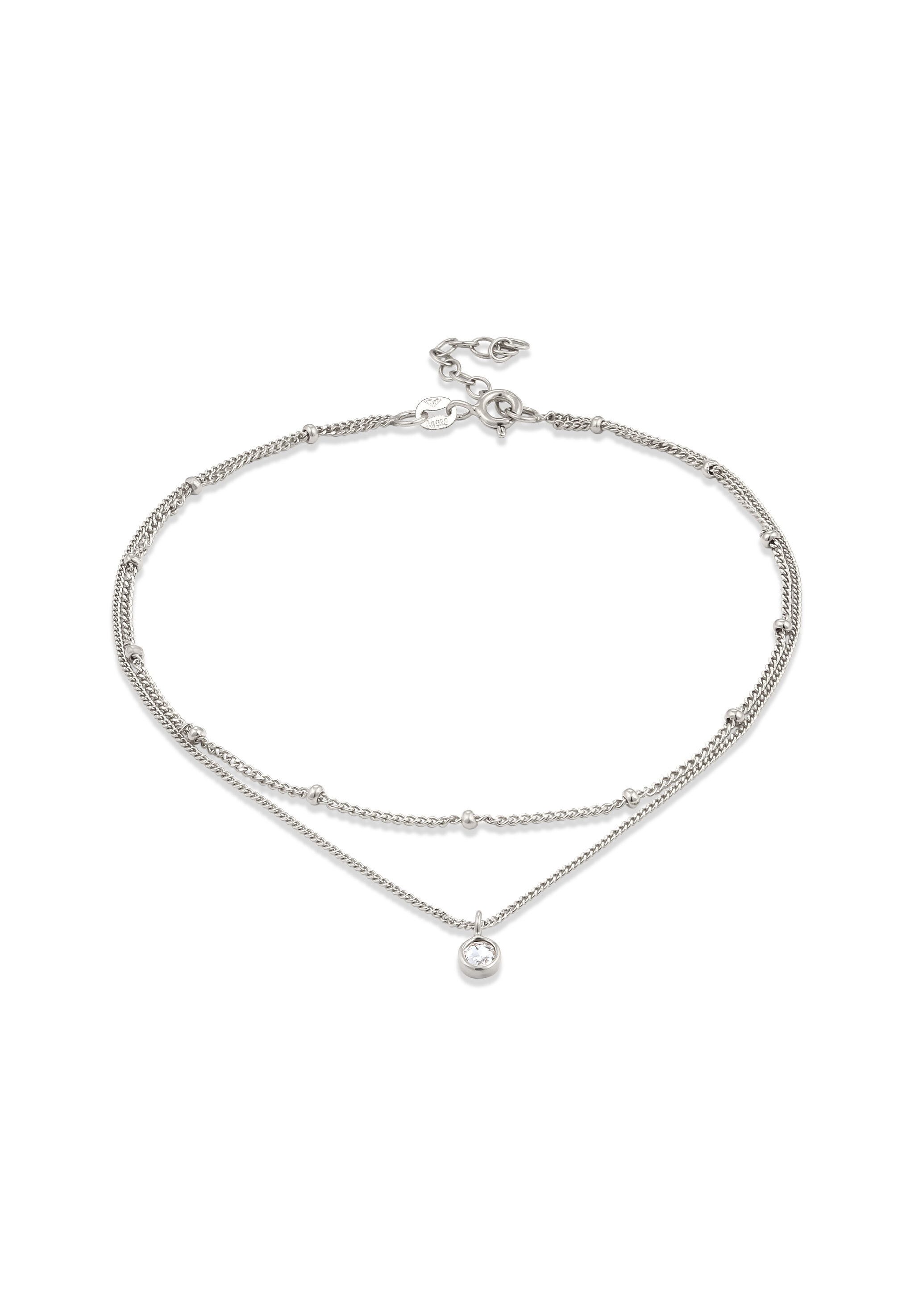 Ketten-Set Layer Kugeln Weiß 925 Sterling Silber, mit Kristallen von Swarovski®