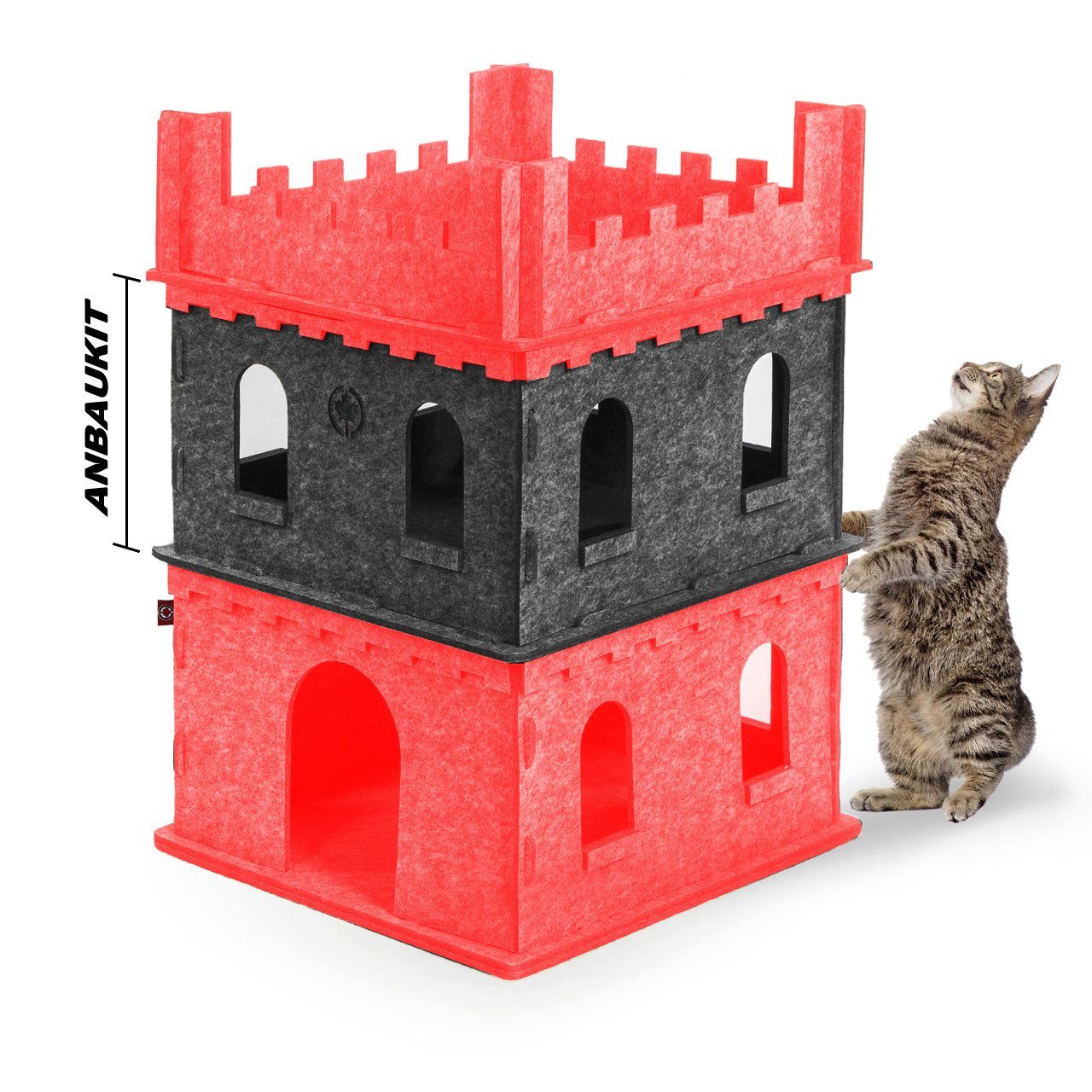 Canadian Cat Company Tierhaus Premium Katzenburg Filz "Felty Fort" Katzenhaus, Etagen-Anbauset (beliebig erweiterbar)