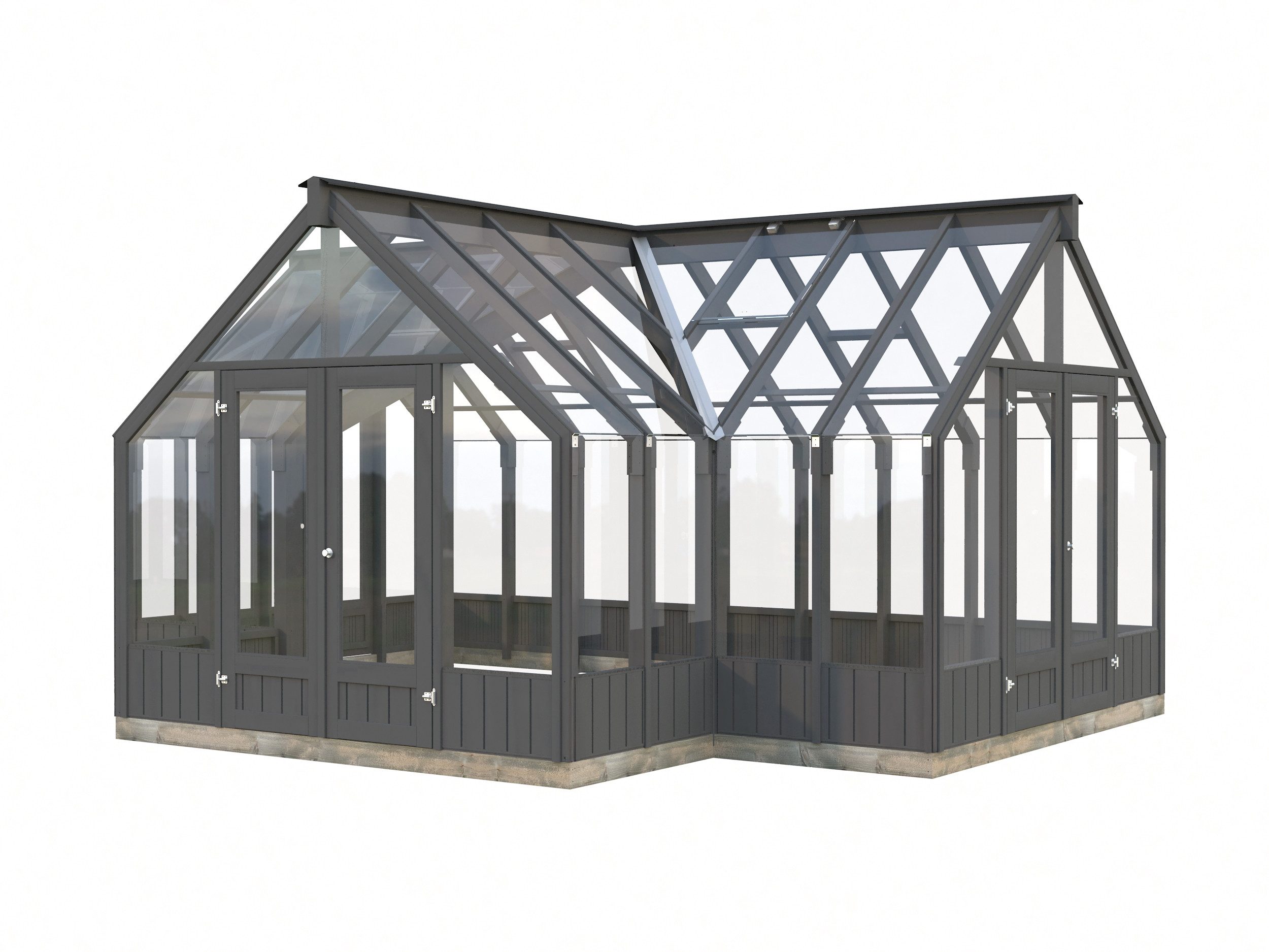 Palmako Gewächshaus Emilia 19,1 m² (RAL7012), BxTxH: 421 x 543 x 288 cm, Set