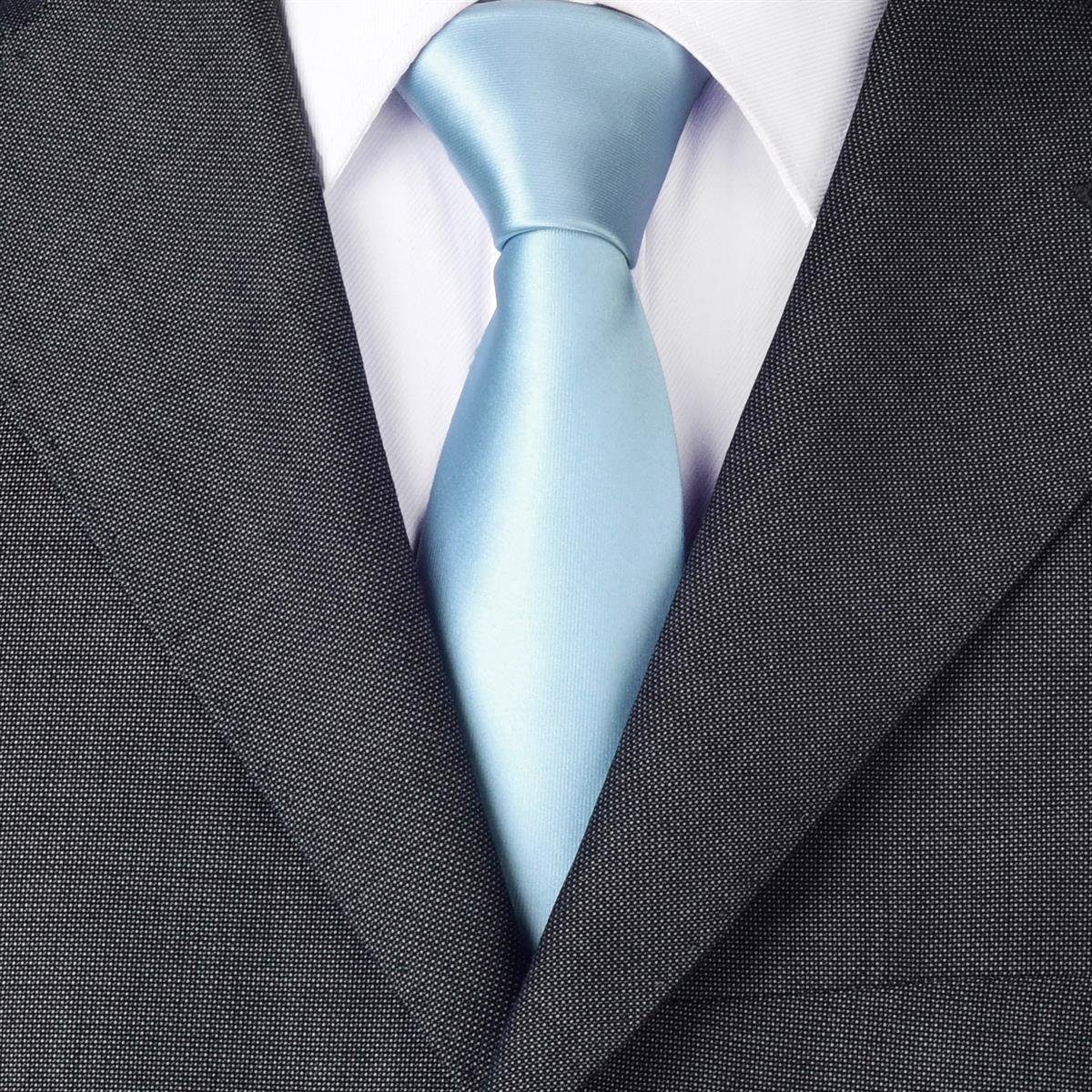 Büro zeitlos hellblau für klassischer DonDon (Packung, 1x 7 cm 1-St., festliche Veranstaltungen oder Krawatte breit Krawatte Krawatte) Seidenlook, Schnitt,
