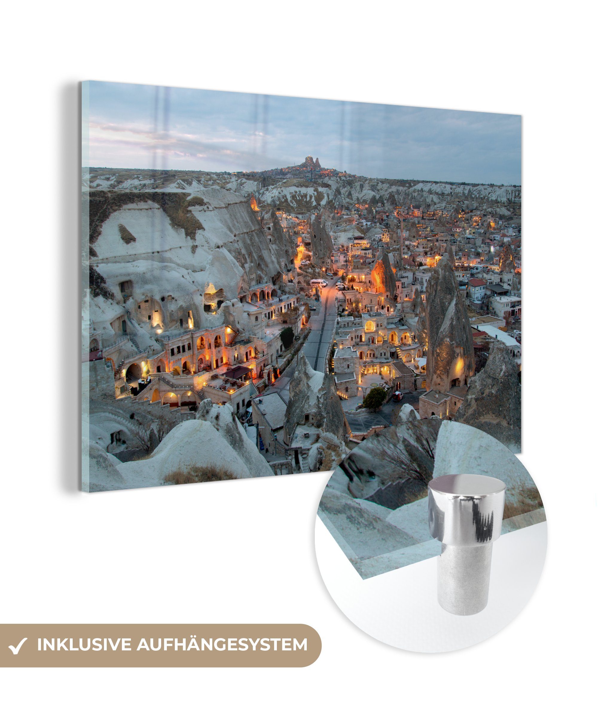 MuchoWow Acrylglasbild Lichter - Kappadokien - Türkei, (1 St), Acrylglasbilder Wohnzimmer & Schlafzimmer