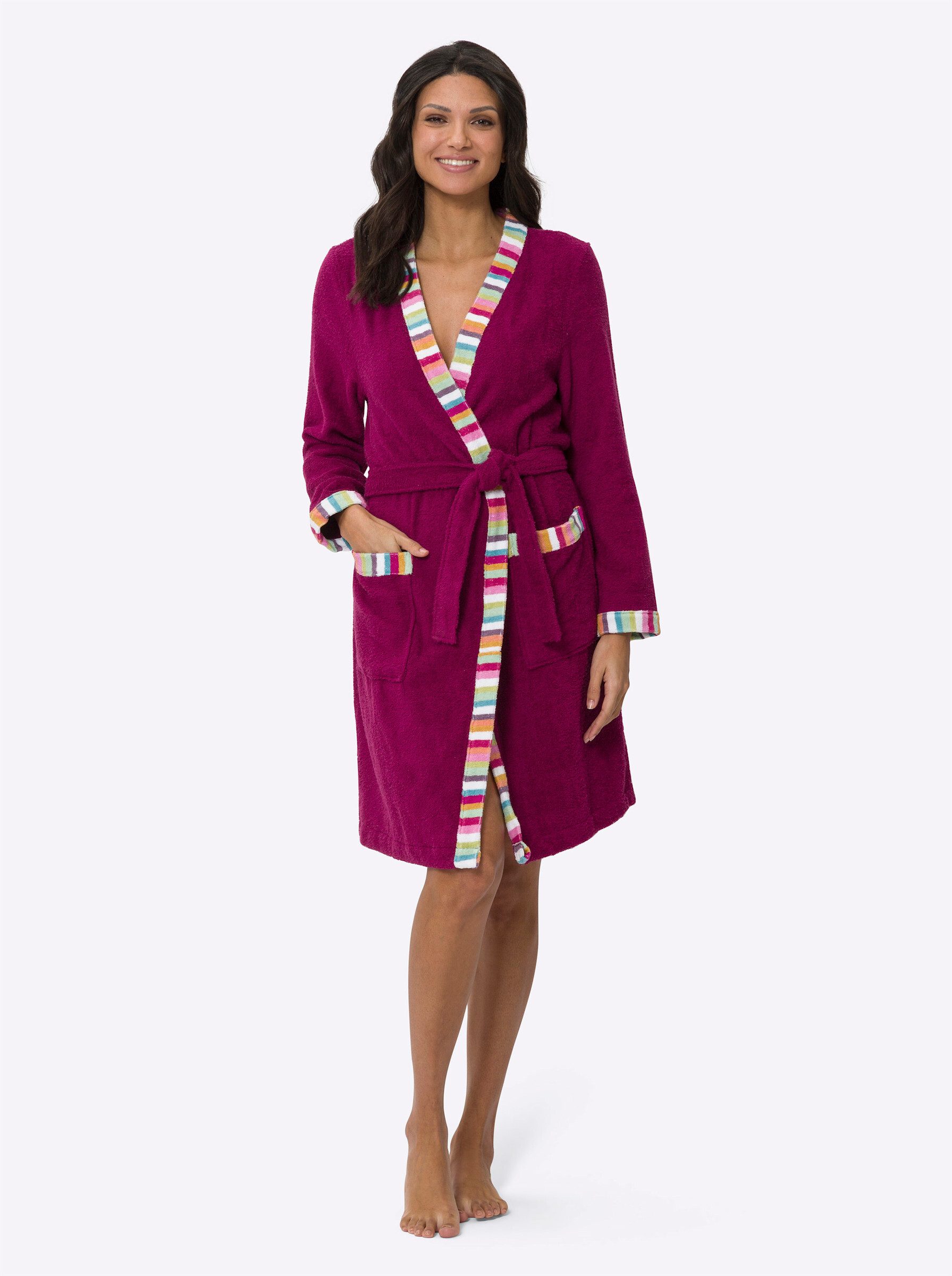 Sieh an! Damenbademantel Bademantel Langarm ., Länge ca. 100 cm, Baumwolle, Bindeband