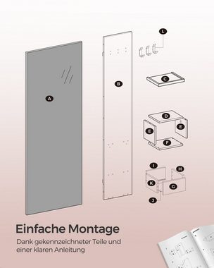 SONGMICS Wandspiegel, Spiegel groß, mit Stauraum,108 x 60 x 17,5 cm, mit 3 Haken