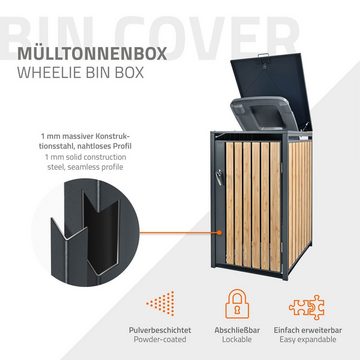 ML-DESIGN Mülltonnenbox Mülltonnenverkleidung Müllbox Mülltonnecontainer Mülltonnenabdeckung, Anthrazit-Lärchen 240L 68x80x116,3cm Stahl wetterfest Abschließbar