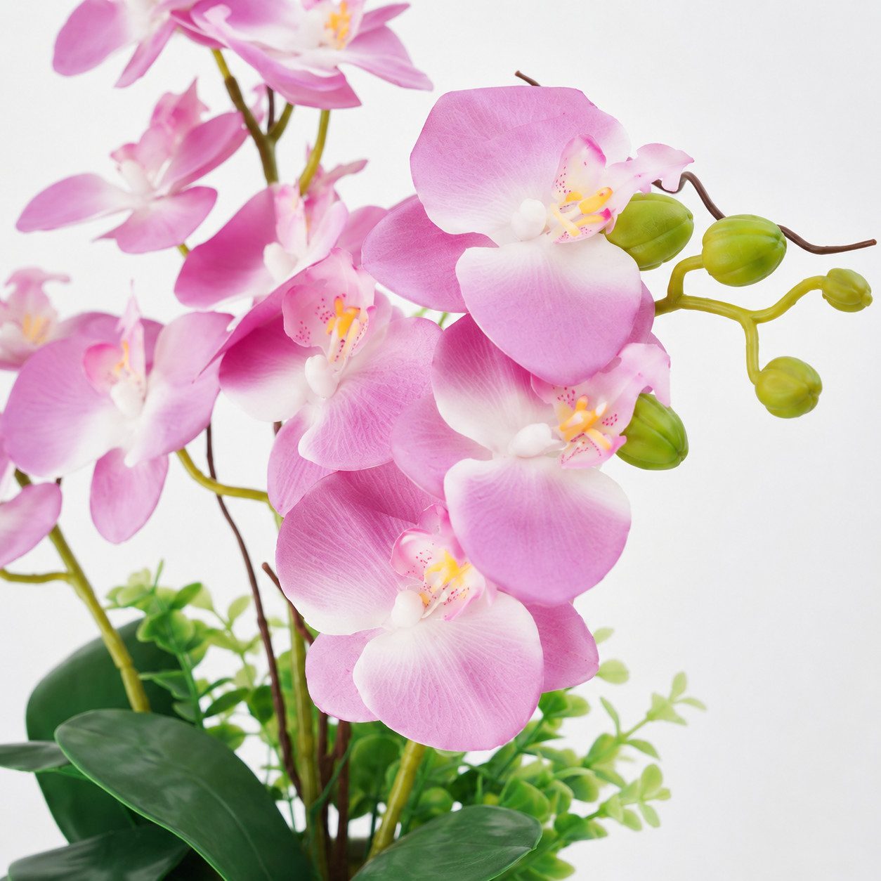 Kunstorchidee Künstliche Orchideen im Topf - Weiß Phalaenopsis Kunstblumen-Höhe 36cm Orchidee Phalenopsis, SURFOU, Höhe 38 cm, Dekorative Phalaenopsis mit Seide – Bild 4 von 5