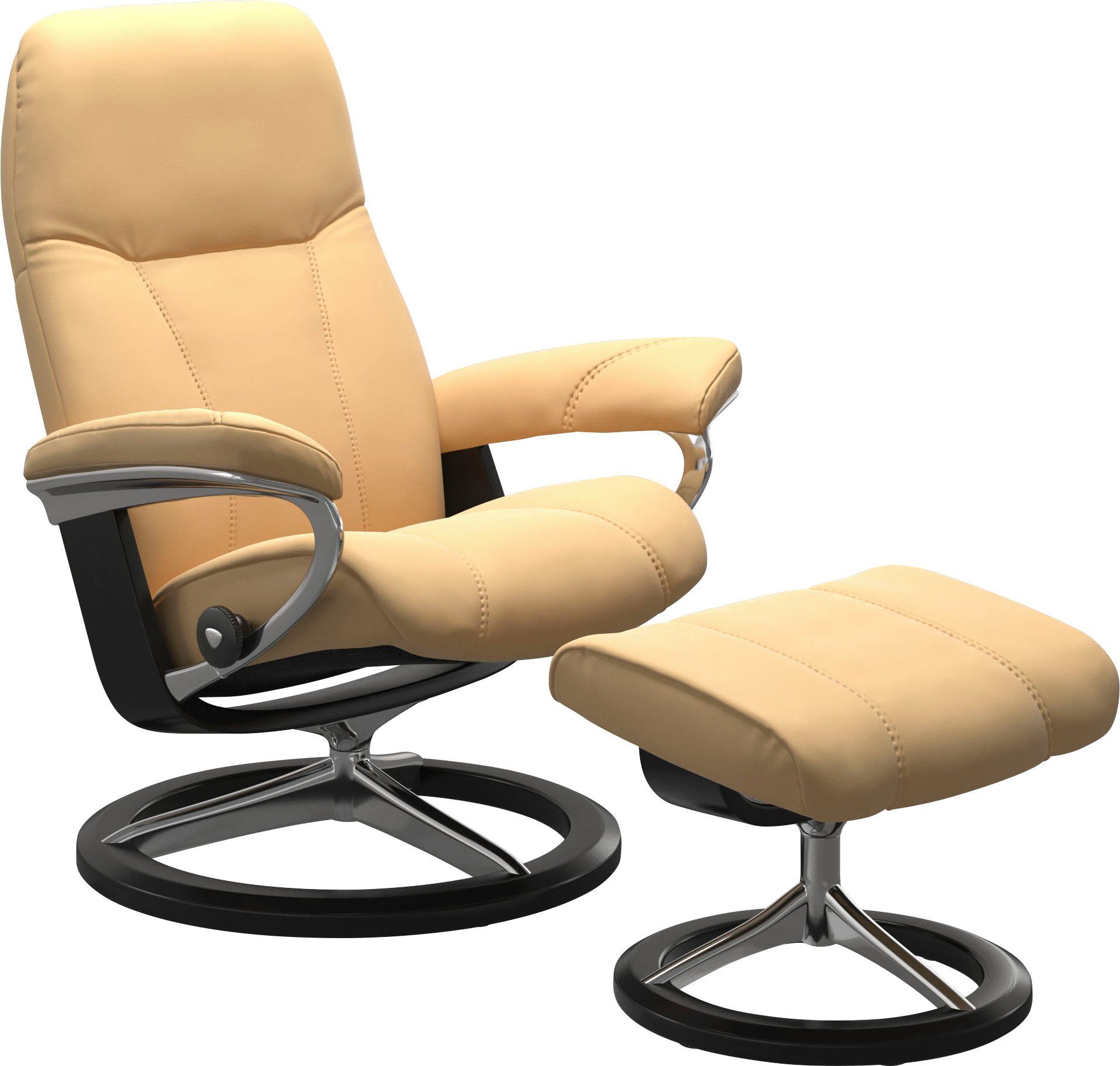 Stressless® Relaxsessel Consul (Set, Relaxsessel mit Hocker), mit Hocker, mit Signature Base, Размер M, Gestell Schwarz