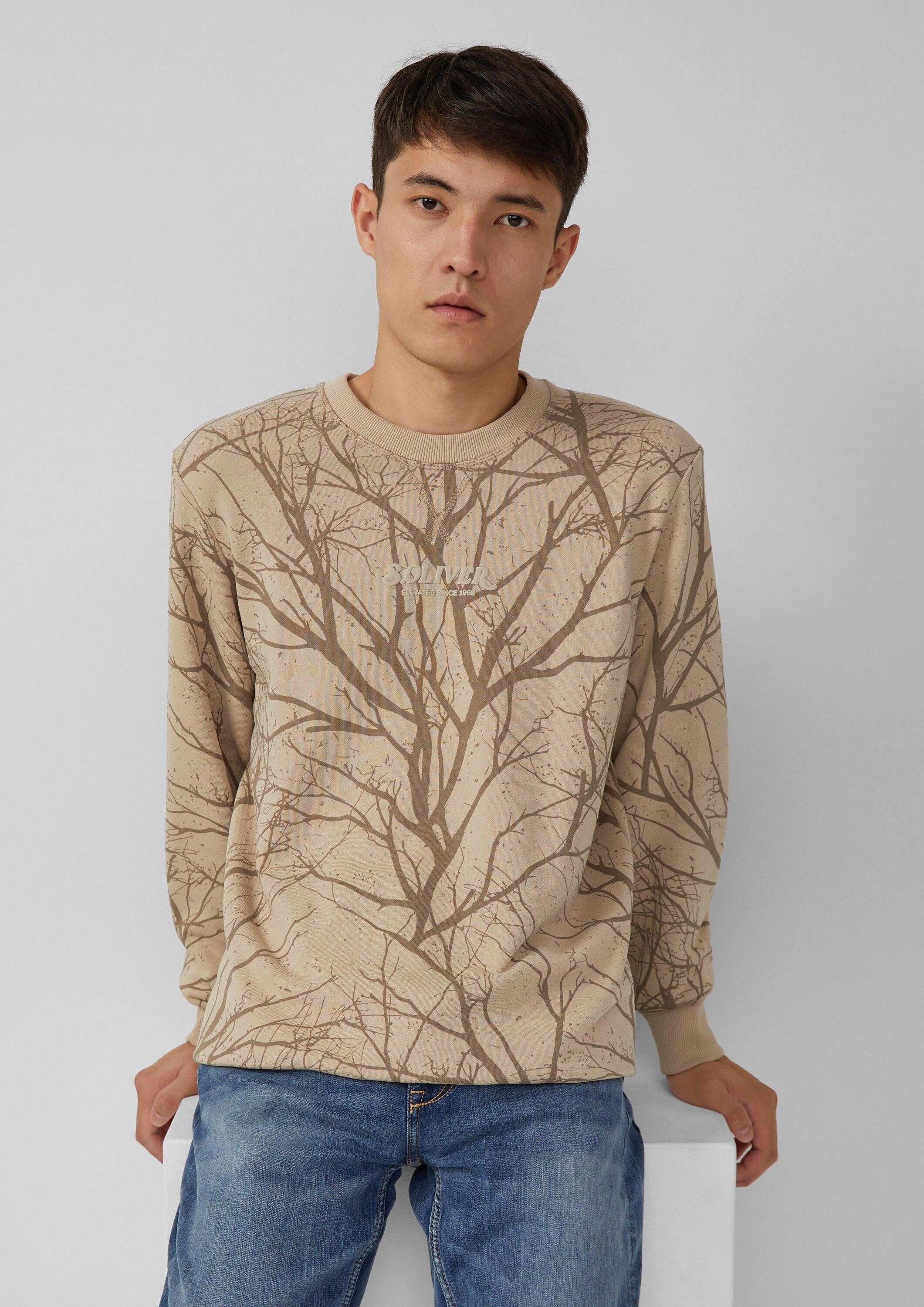 s.Oliver Sweatshirt Sweatshirt Leichtes Sweatshirt mit All-over-Print und Logo