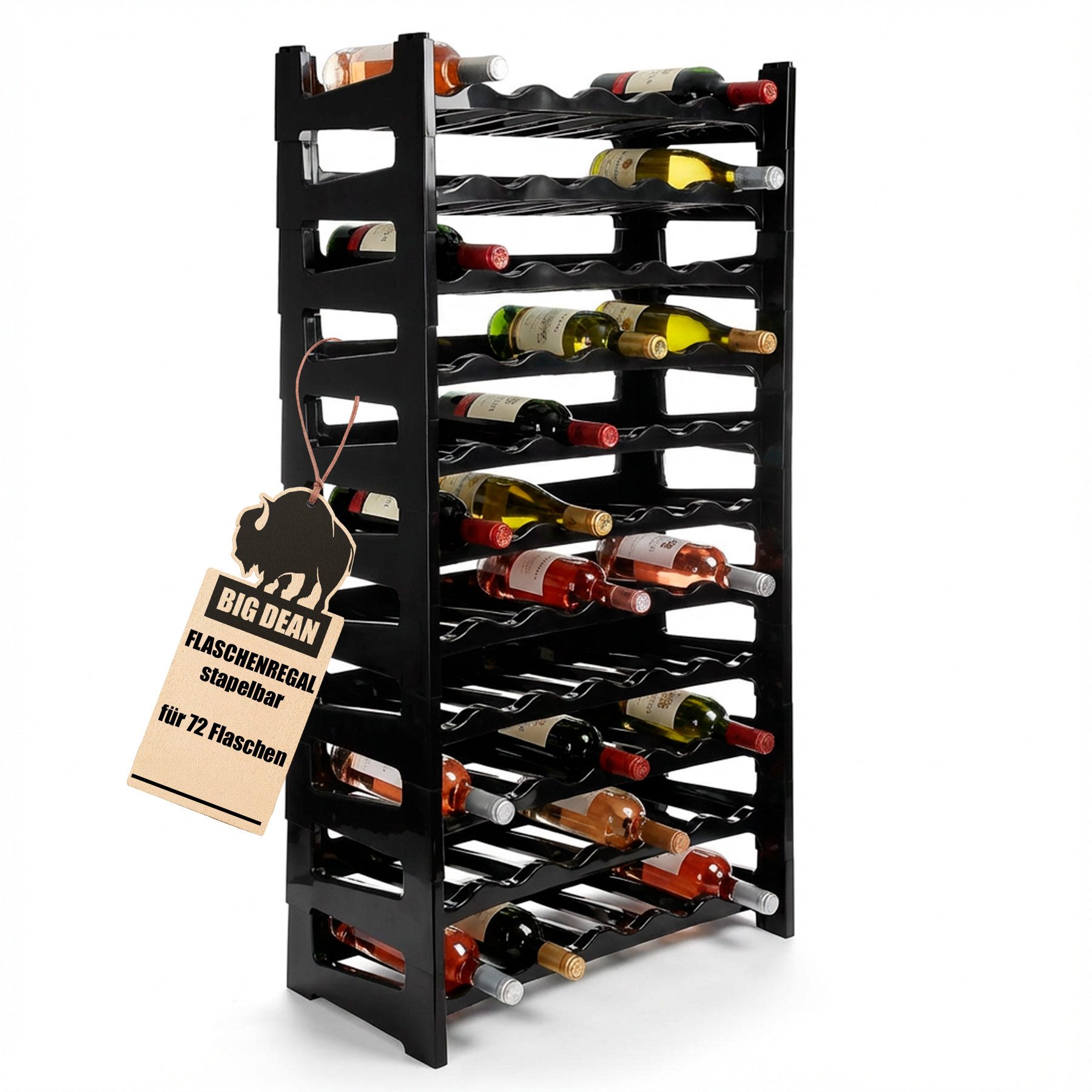 BigDean Flaschenregal Flaschenregal stapelbar für 72Flaschen Weinregal, Set günstig online kaufen