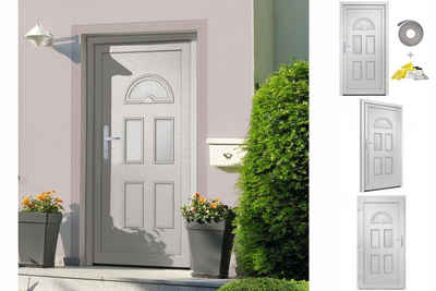 vidaXL Haustür Haustür Weiß 88x200 cm PVC Aluminium Haus Eingangstür Fronttür