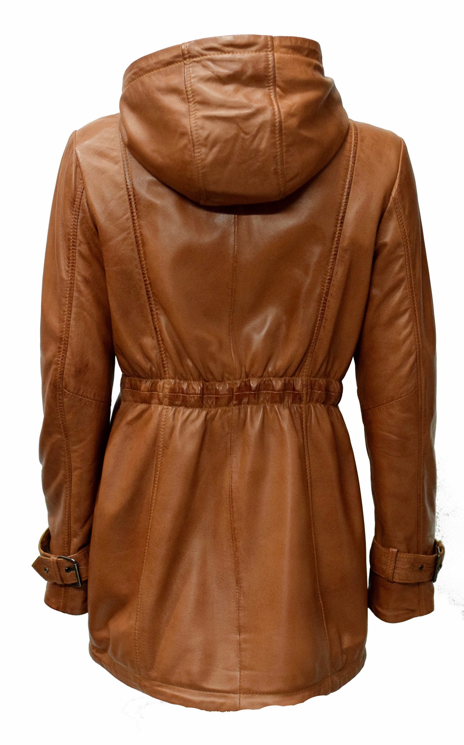 Zimmert Leather Lederjacke Manja Lederparka Kapuze Cognac, Braun, Schwarz