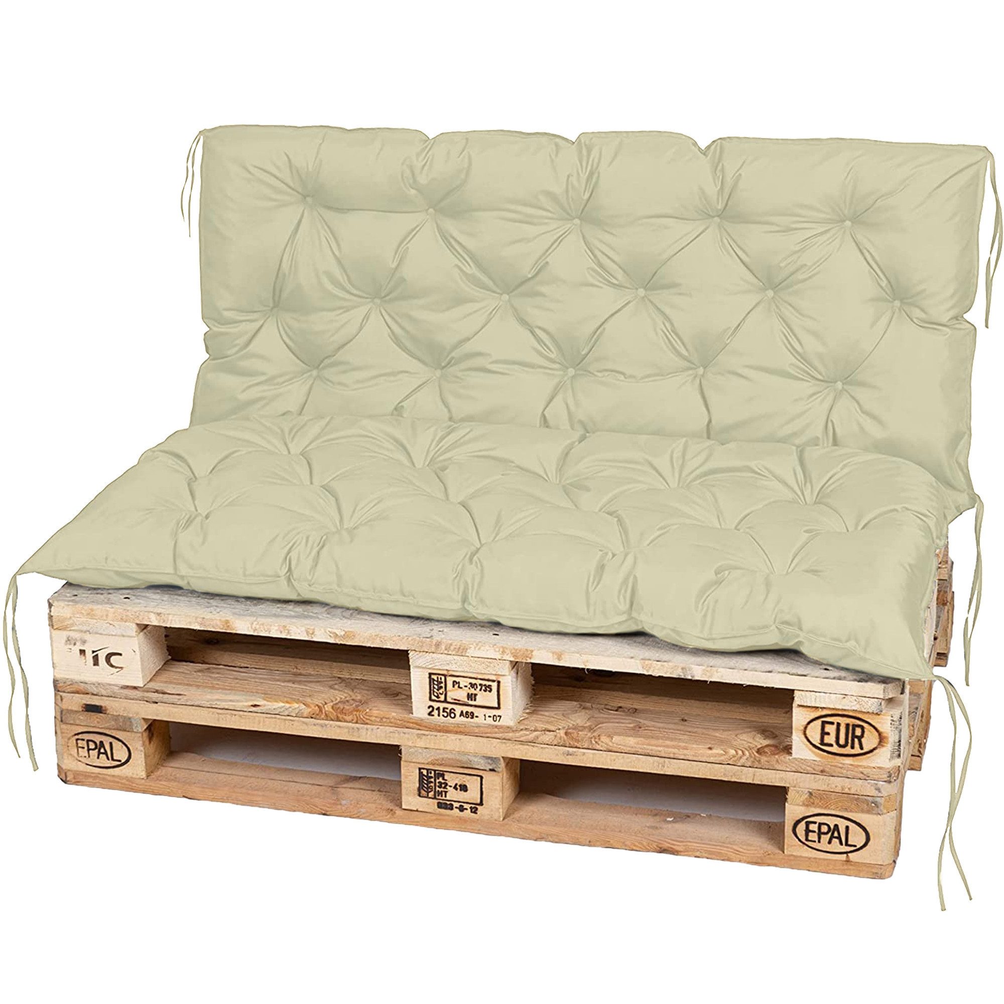 TexDeko Palettenkissen TexDeko-Garden Palettenauflage mit Rückenlehne gesteppt 120x60x50, (Sitzfläche 120x60cm + Rückenlehne 120x50cm)