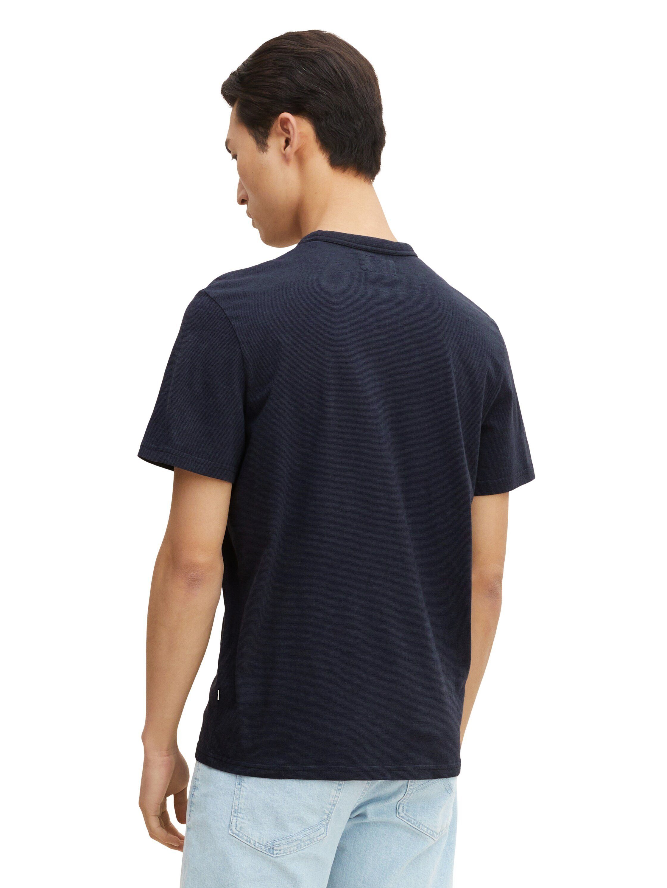 TOM TAILOR Stripe Kurzarmshirt Printed Washed T-Shirt T-Shirt dunkelblau