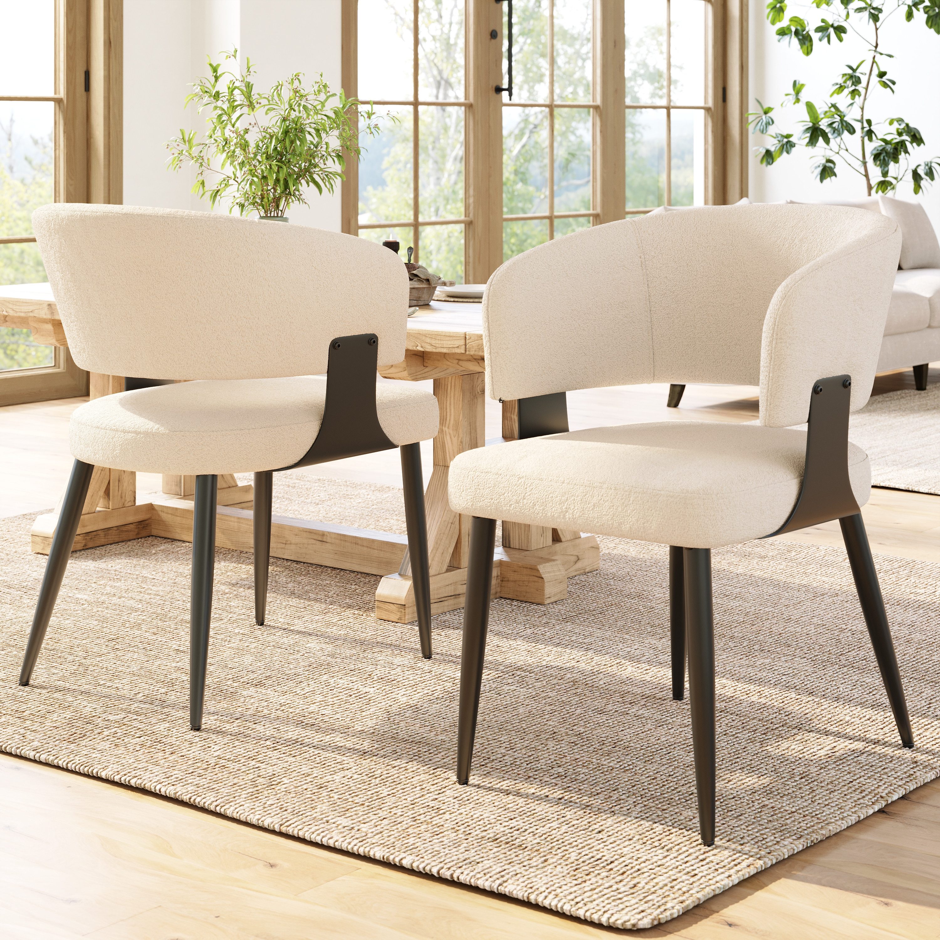 MODFU Esszimmerstuhl Make-up-Stuhl,Schminkstuhl,Luxusstuhl (2er Set Ergonomische Lammwollstoff-Stühle mit Metallbeinen – Verstellbare Füße, Komfort-Polster & Rückenstütze., 2 St)