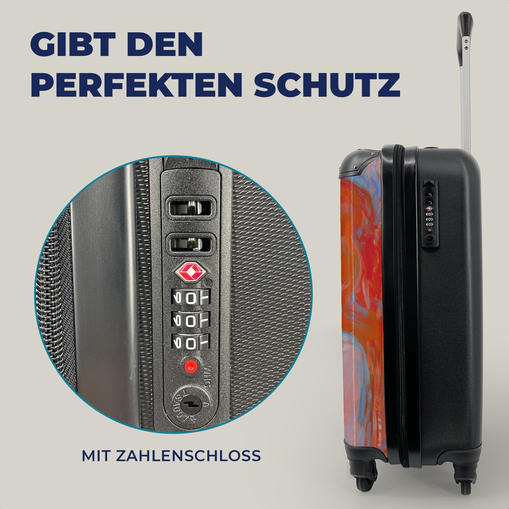 4 Rollen, Reisekoffer Ferien, Reisetasche Handgepäckkoffer Mondrian, für Hingabe mit Piet Handgepäck MuchoWow - Trolley, rollen,