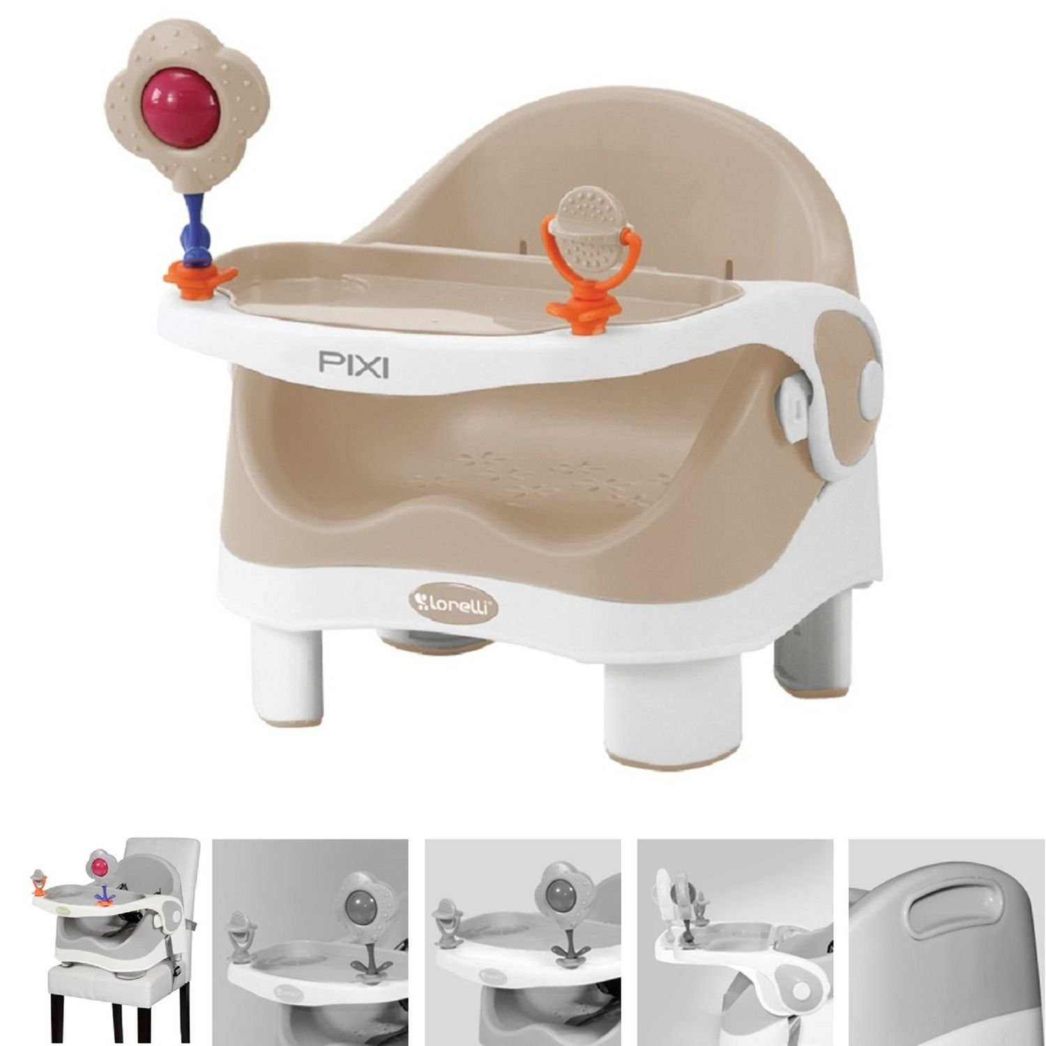 Lorelli Stuhl Kinderstuhl PIXI, Kinder Stuhl-, beige Tisch Boostersitz, Sitzerhöhung