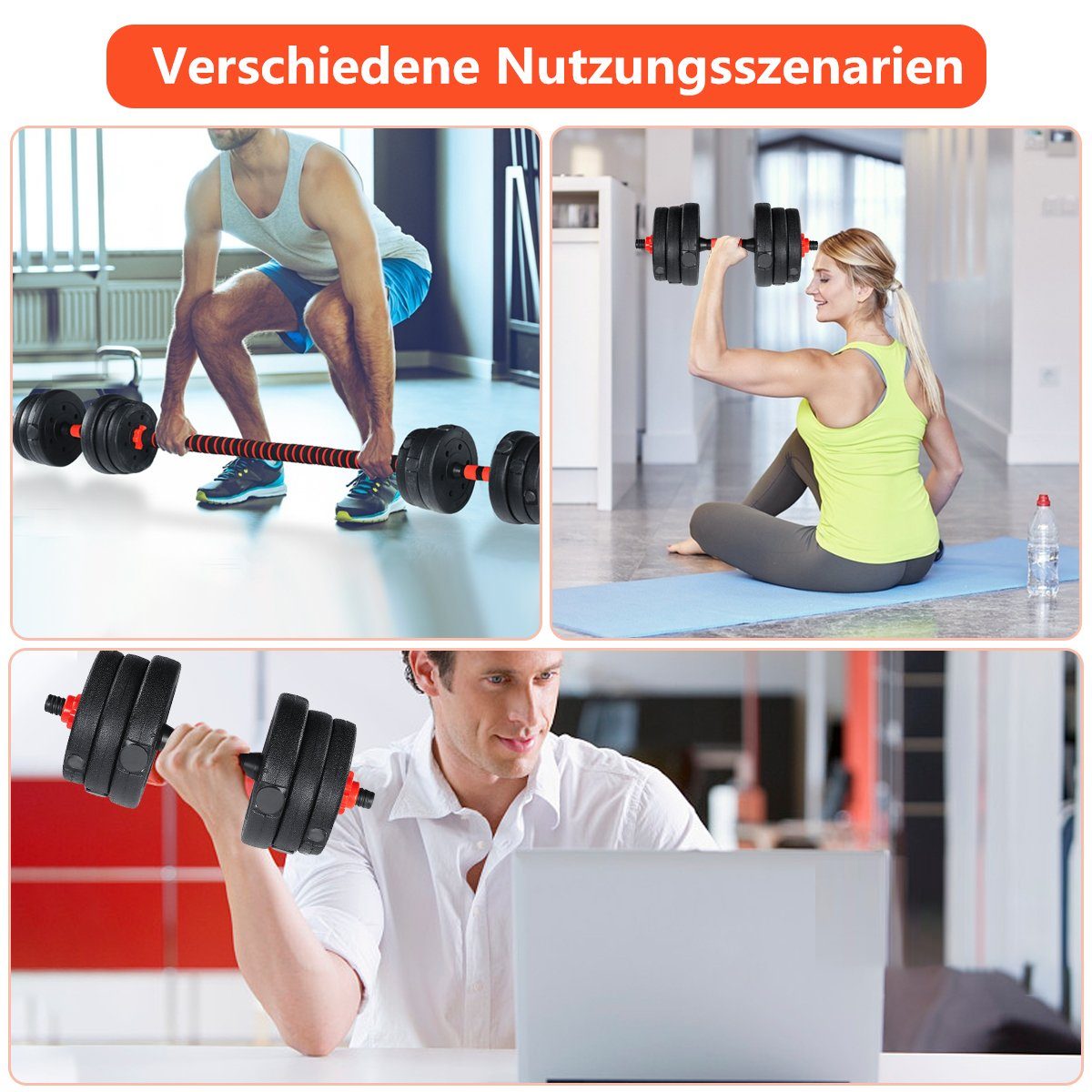 10/20/30KG Einstellbare Gewichte Kurzhanteln Gym Fitness Training Langhantel Set 