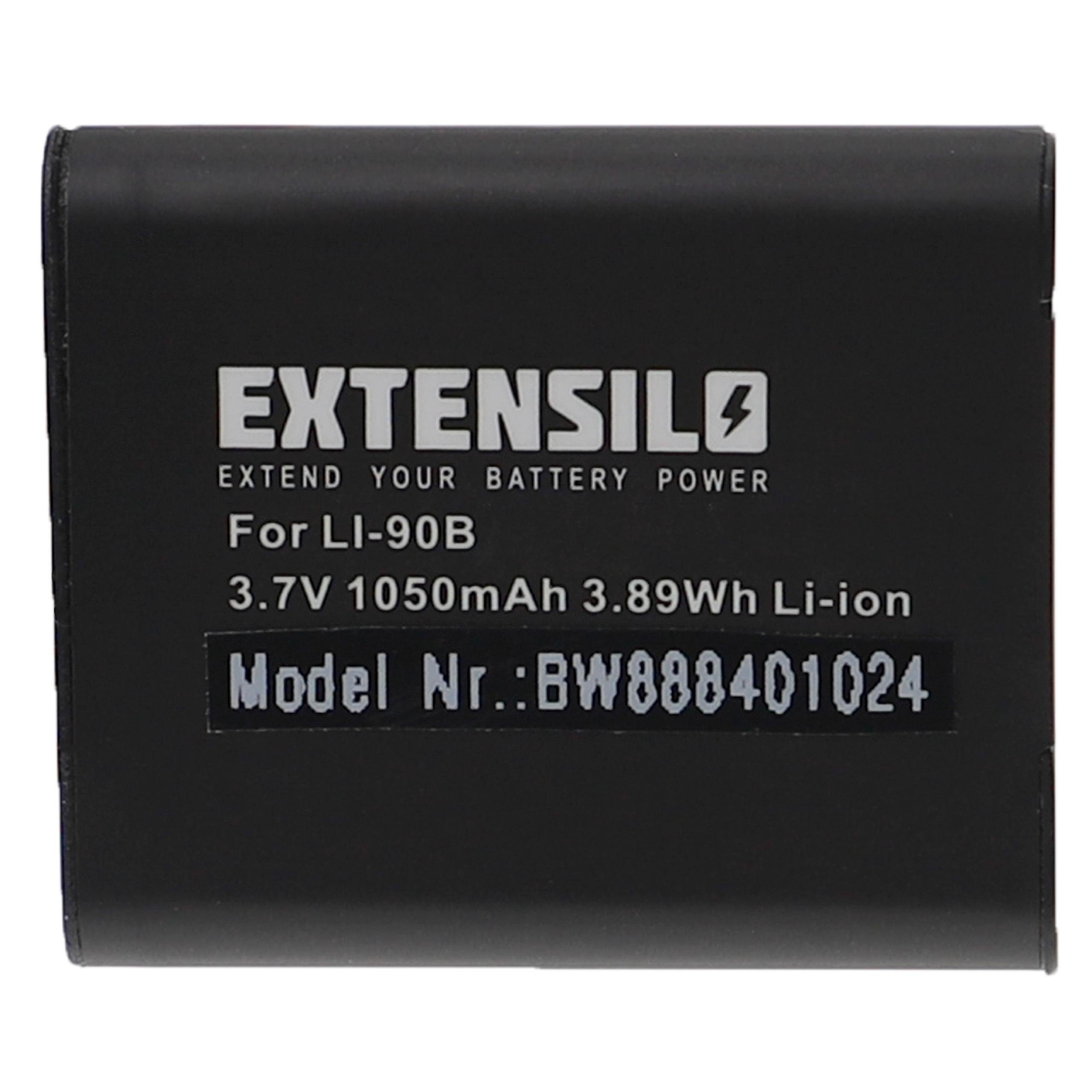 Extensilo kompatibel mit Olympus TG-1, SH-50 iHs, Powers SP-100, TG-Tracker Kamera-Akku Li-Ion 1050 mAh (3,7 V)