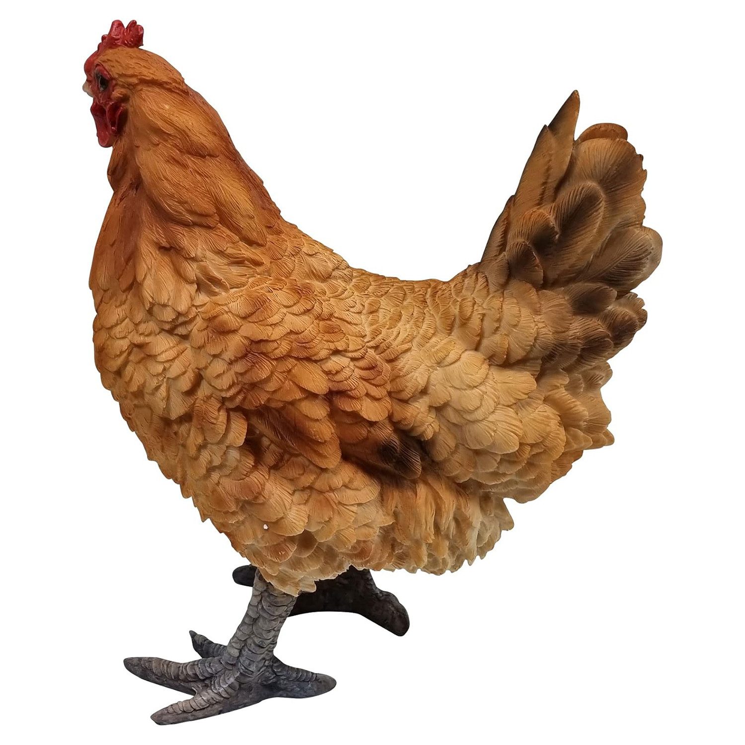 Fachhandel Plus Tierfigur Henne Huhn ROSI lebensechte Gartenfigur Tierfigur Gartendeko stehend, handbemalt, lebensecht