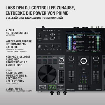 Denon DJ Controller DJ PRIME GO DJ-System - mit zwei Decks, 7“ Touchscreen, Effekteinheit