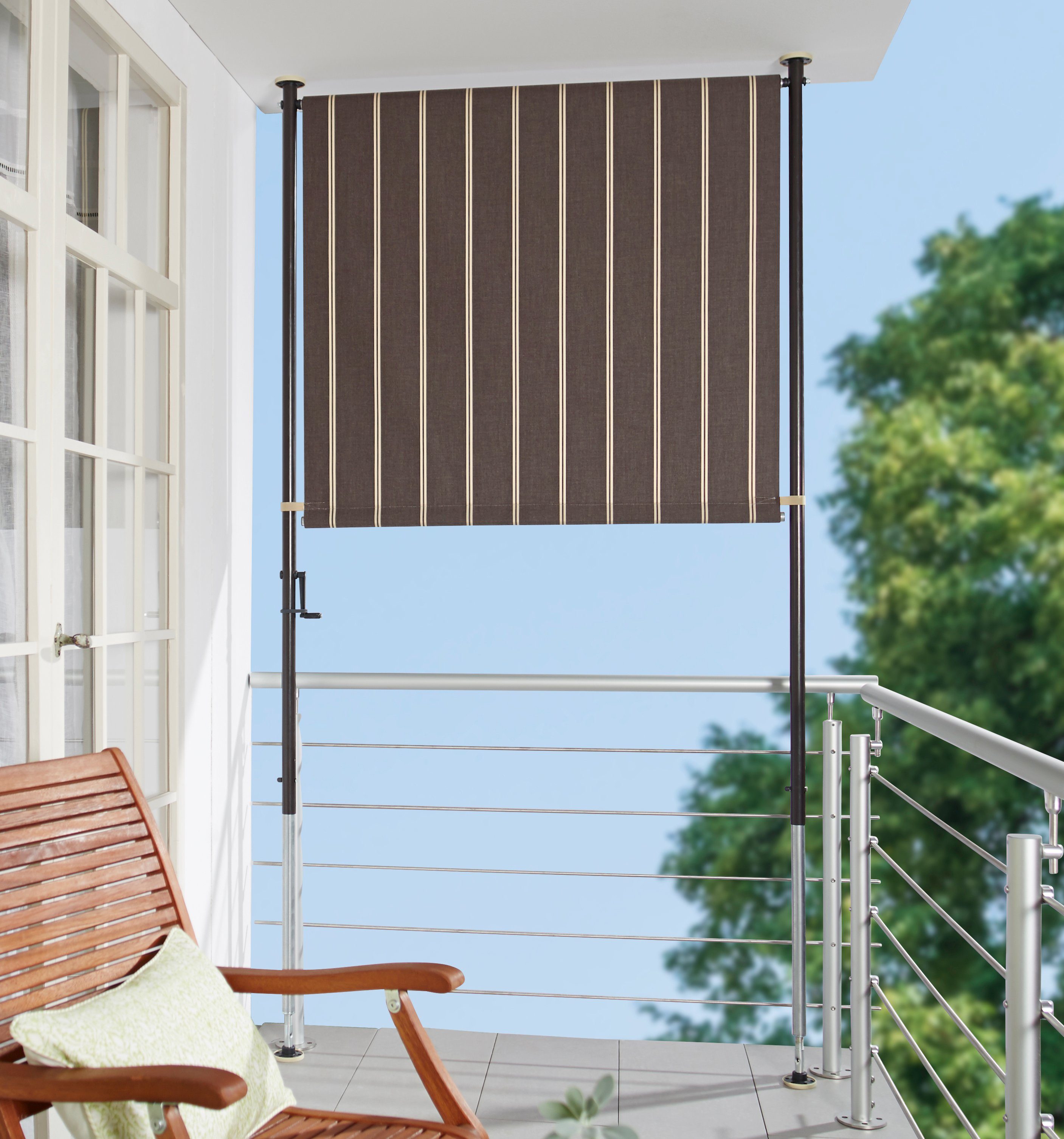 Angerer Freizeitmöbel Klemm-Senkrechtmarkise braun/weiß, BxH: 120x225 cm