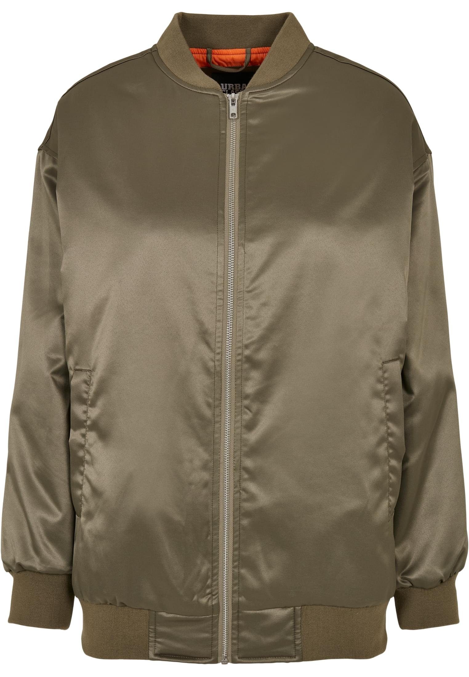 URBAN CLASSICS Jacket softolive Oversized Sommerjacke Bomber Damen Ladies (1-St) Satin