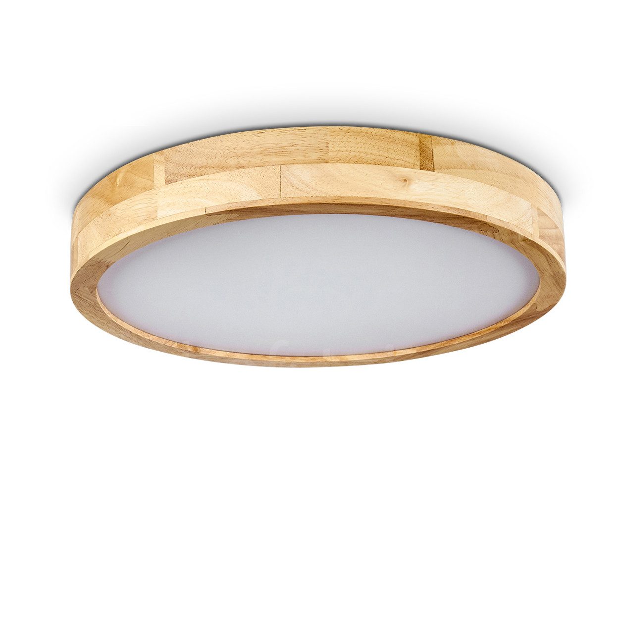 hofstein Deckenleuchte »Voltre« dimmbare Deckenlampe aus Metall in Weiß/Holzoptik, CCT 3000 - 5500 Kelvin, Ø40cm, 24 Watt, 170-1350 Lumen, einstellbar/dimmbar über Fernbedienung