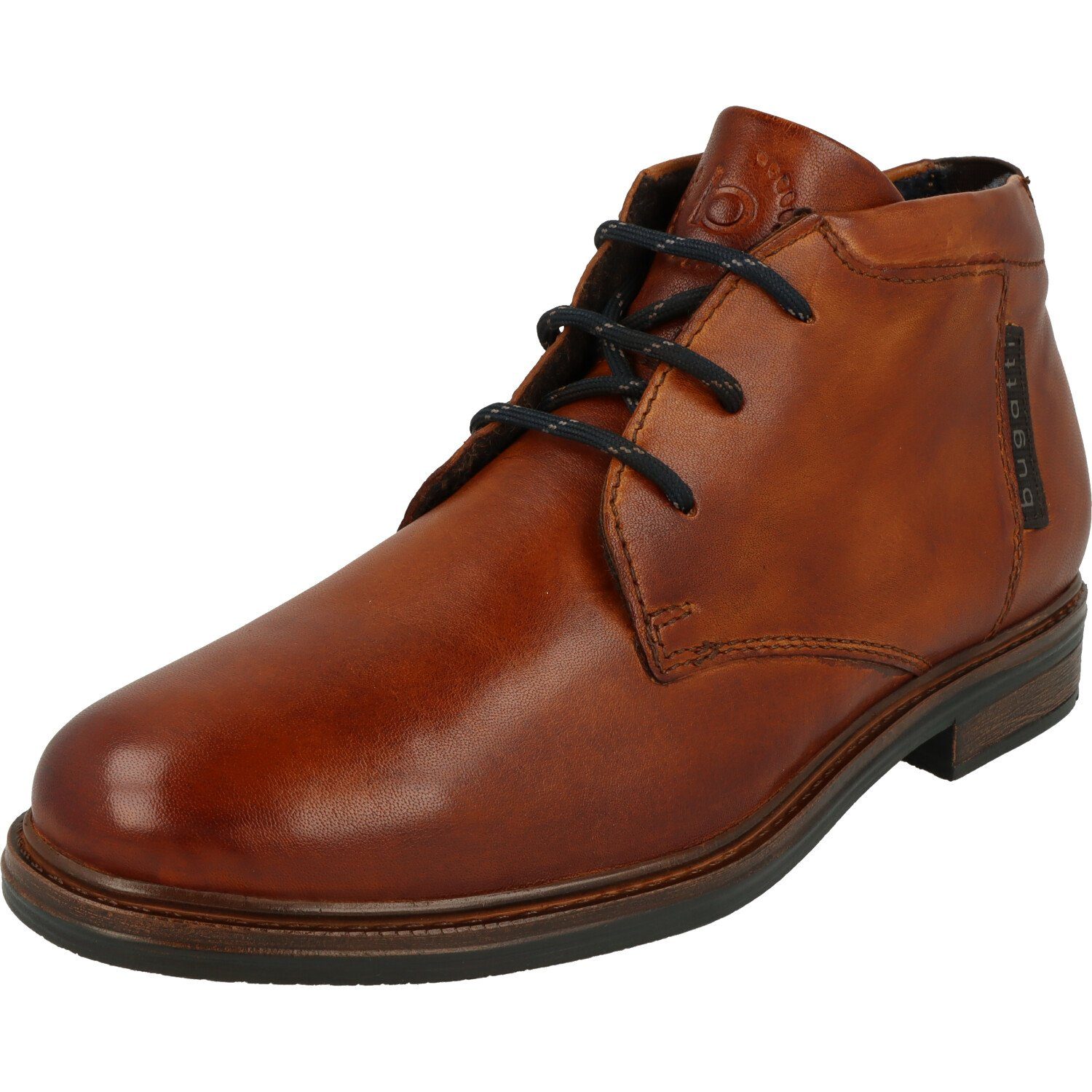 bugatti Ruggiero 311-A8Z33-4100 Herren Schuhe seitlicher Reißverschluss Schnürstiefel echt Leder, Cognac Boots Leder Stiefel