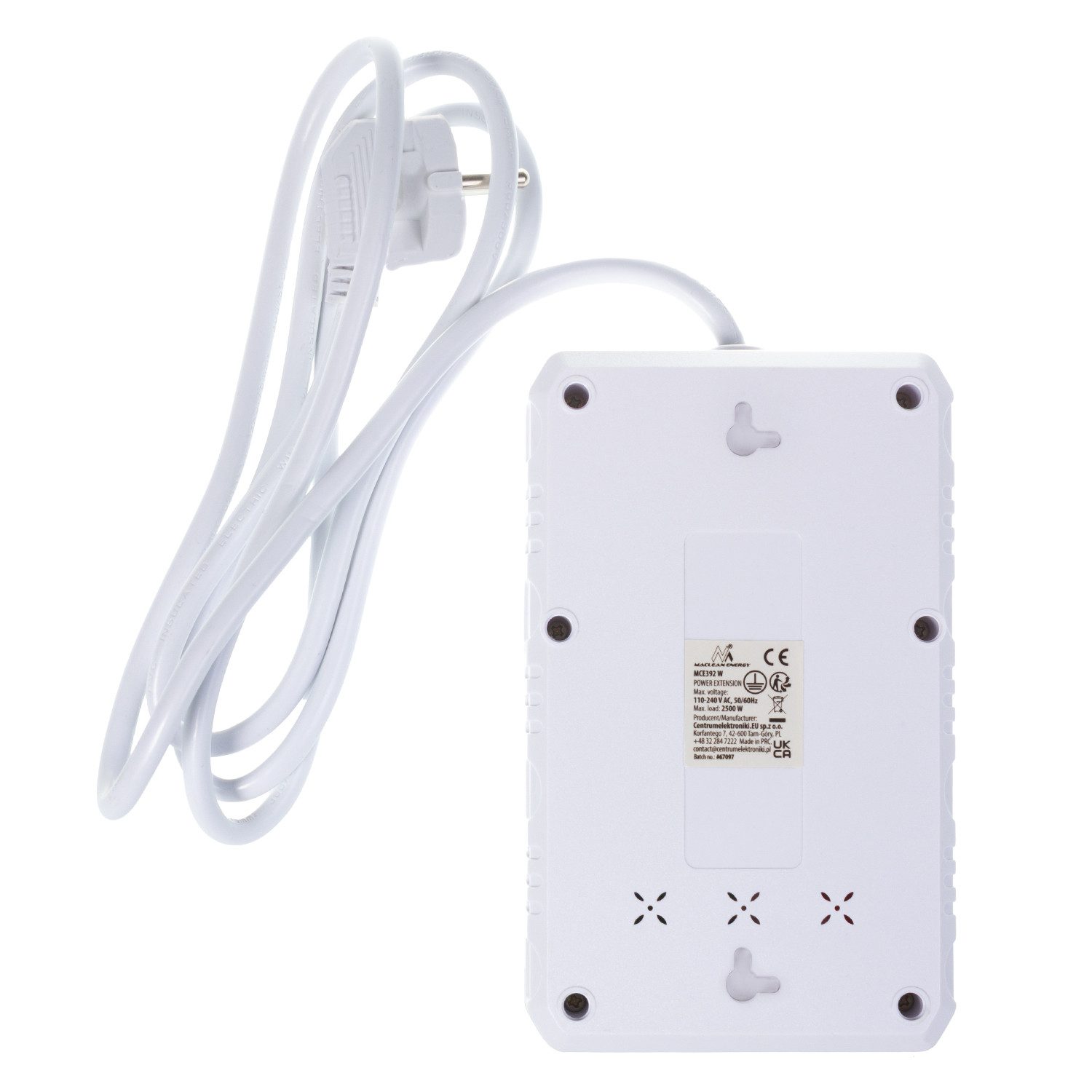 Maclean 4 Steckdosen 2500W 3xUSB Mehrfachsteckdose 4-fach (Kabellänge 1.5 m), 110-240V AC 50/60Hz, 2.1A
