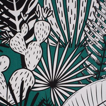 Vorhang SCHÖNER LEBEN. Vorhang Kaktus Palmen Blätter grün weiß schwarz 245cm, SCHÖNER LEBEN., Smokband (1 St), blickdicht, Baumwolle, handmade, made in Germany, vorgewaschen