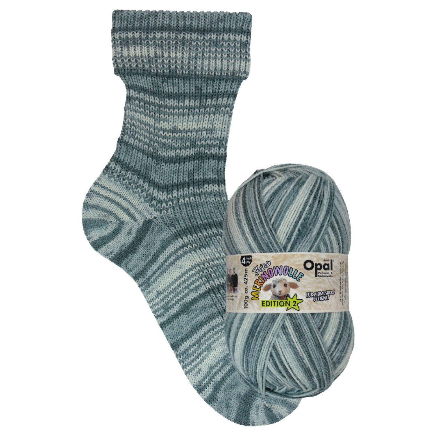 Opal FEINE MERINOWOLLE Edition 2 100 g 4-fach Pullover- und Sockenwolle Häkelwolle, 425 m (exklusive Sockenwolle aus feiner Merinowolle), 100 g