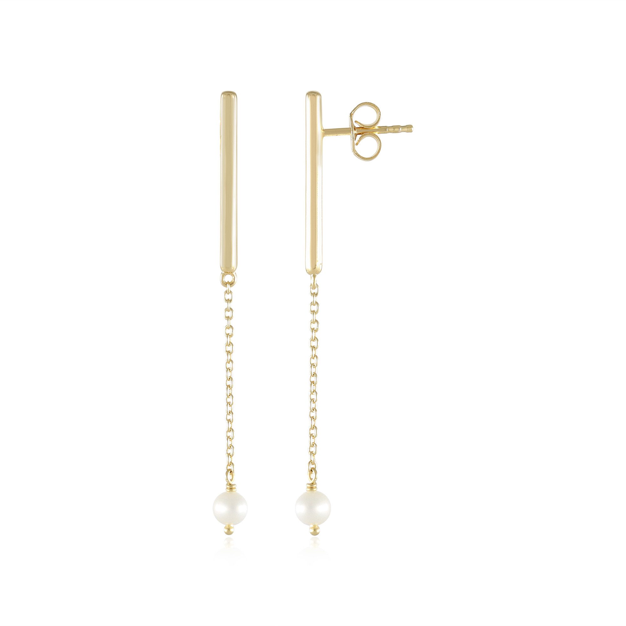 Cavill Perlenohrringe Cavill 925er Sterling Silber Ohrringe mit 4 mm weißen Perlen, elegant (2-tlg)