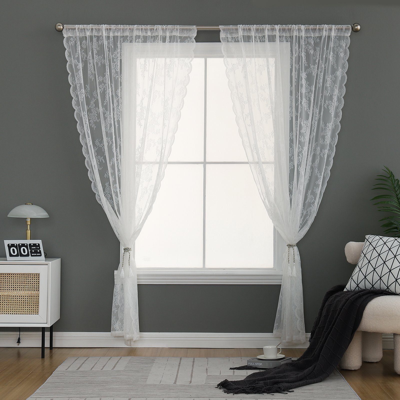 BYSURE Gardine, Stangendurchzug (2 St), halbtransparent, günstig online kaufen