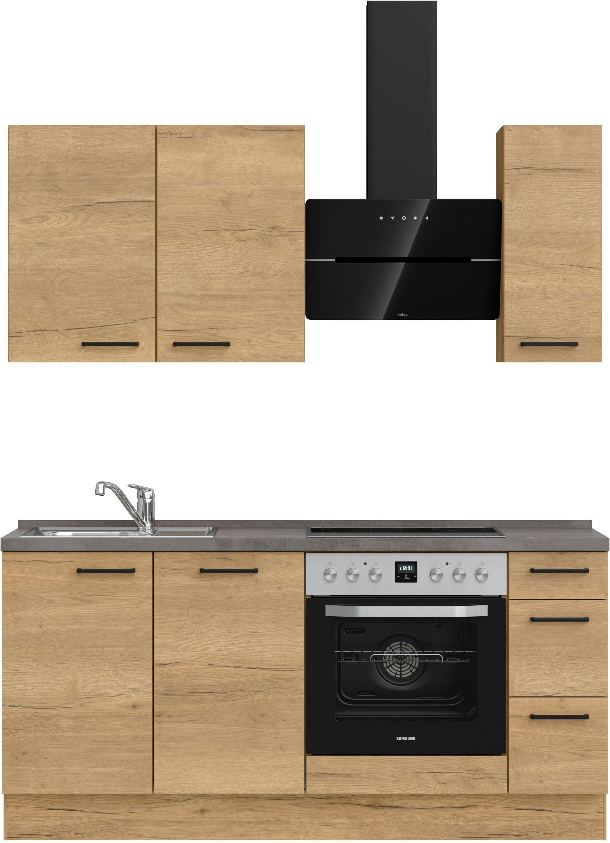 nobilia® Küchenzeile "Structura II", NEU: individuell anpassbar mit gratis Profi-Beratung, vormontiert, Breite 180 cm, Ausrichtung wählbar, wahlw. mit E-Geräten